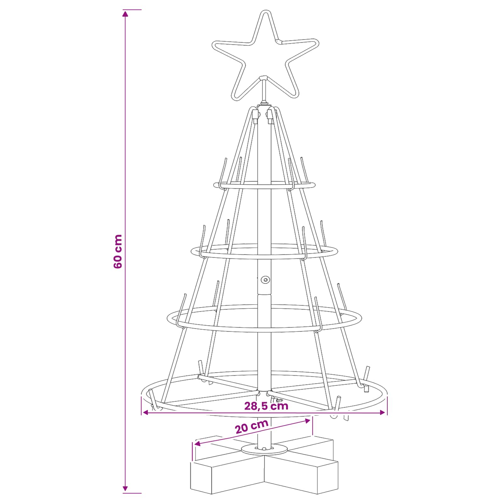 Albero a Cono di Natale KUOPIO 60 cm Acciaio Oro