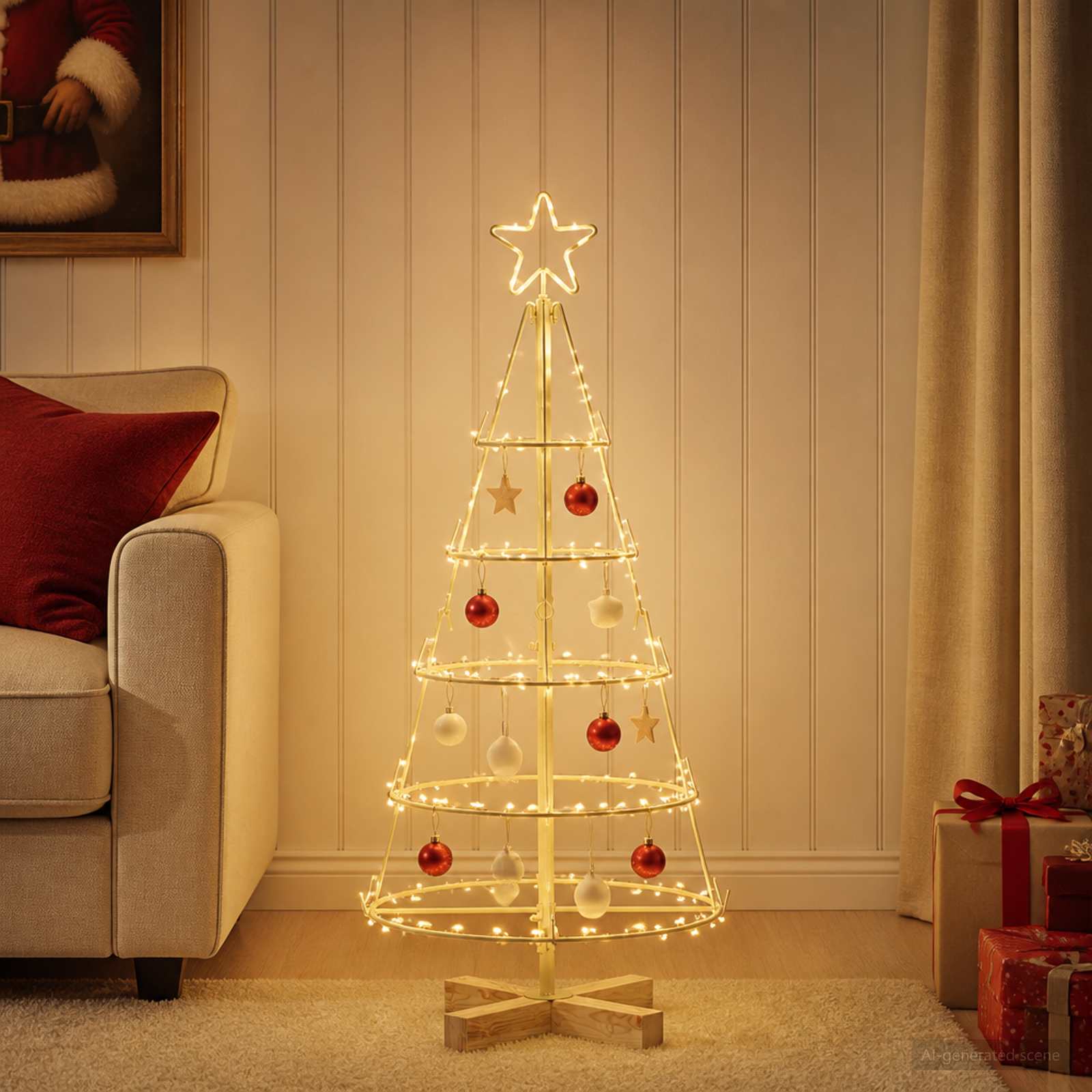 Albero a Cono di Natale KUOPIO 90 cm Acciaio Oro