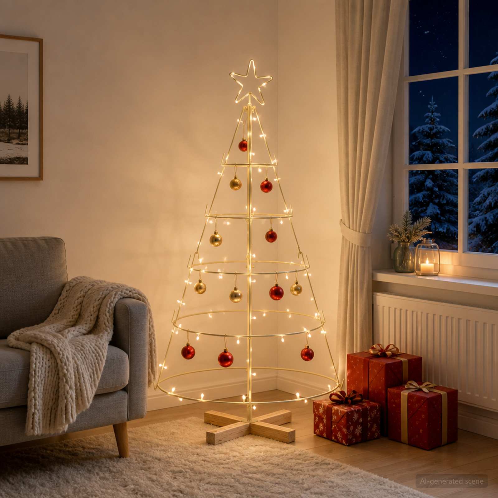 Albero a Cono di Natale KUOPIO 125 cm Acciaio Oro