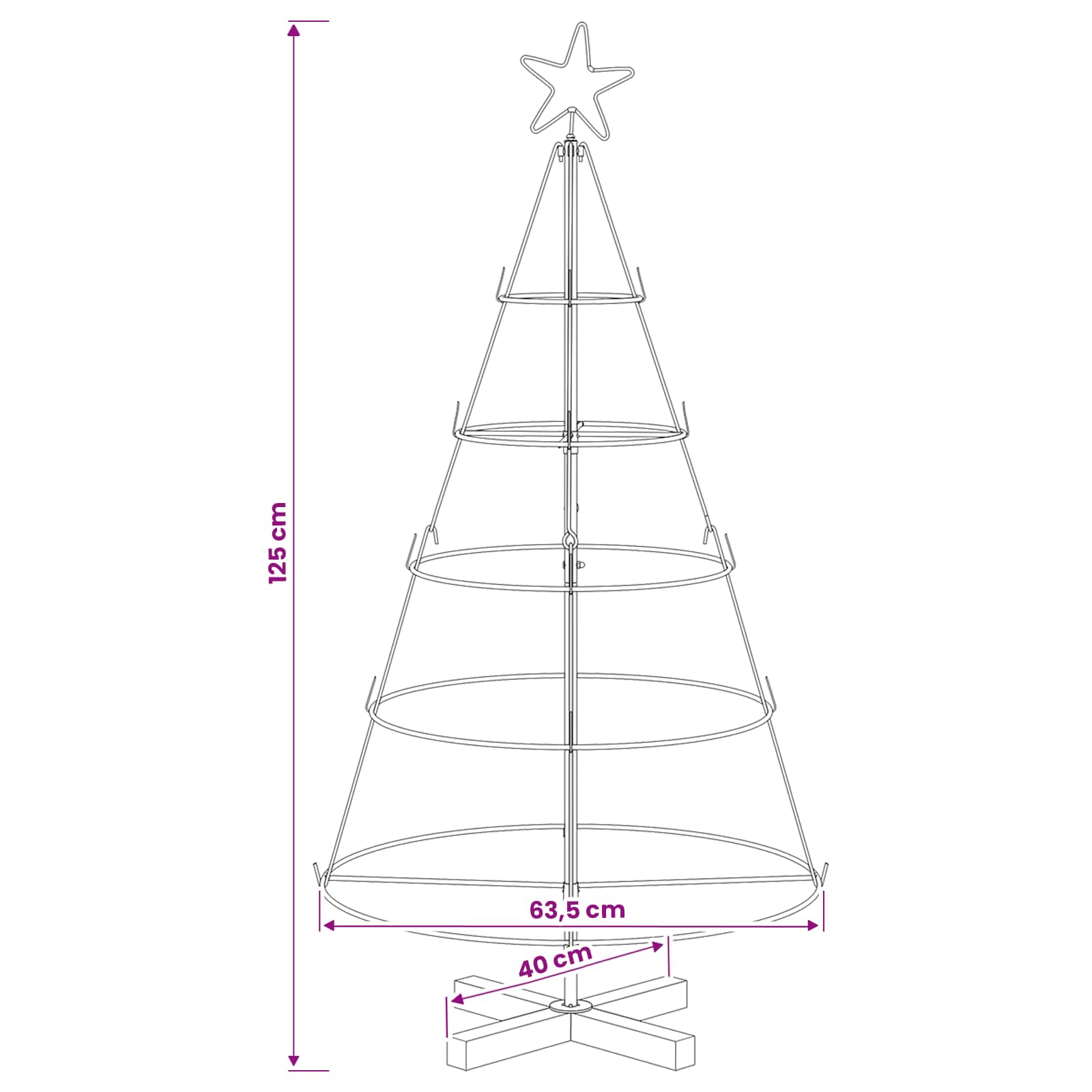 Albero a Cono di Natale KUOPIO 125 cm Acciaio Oro