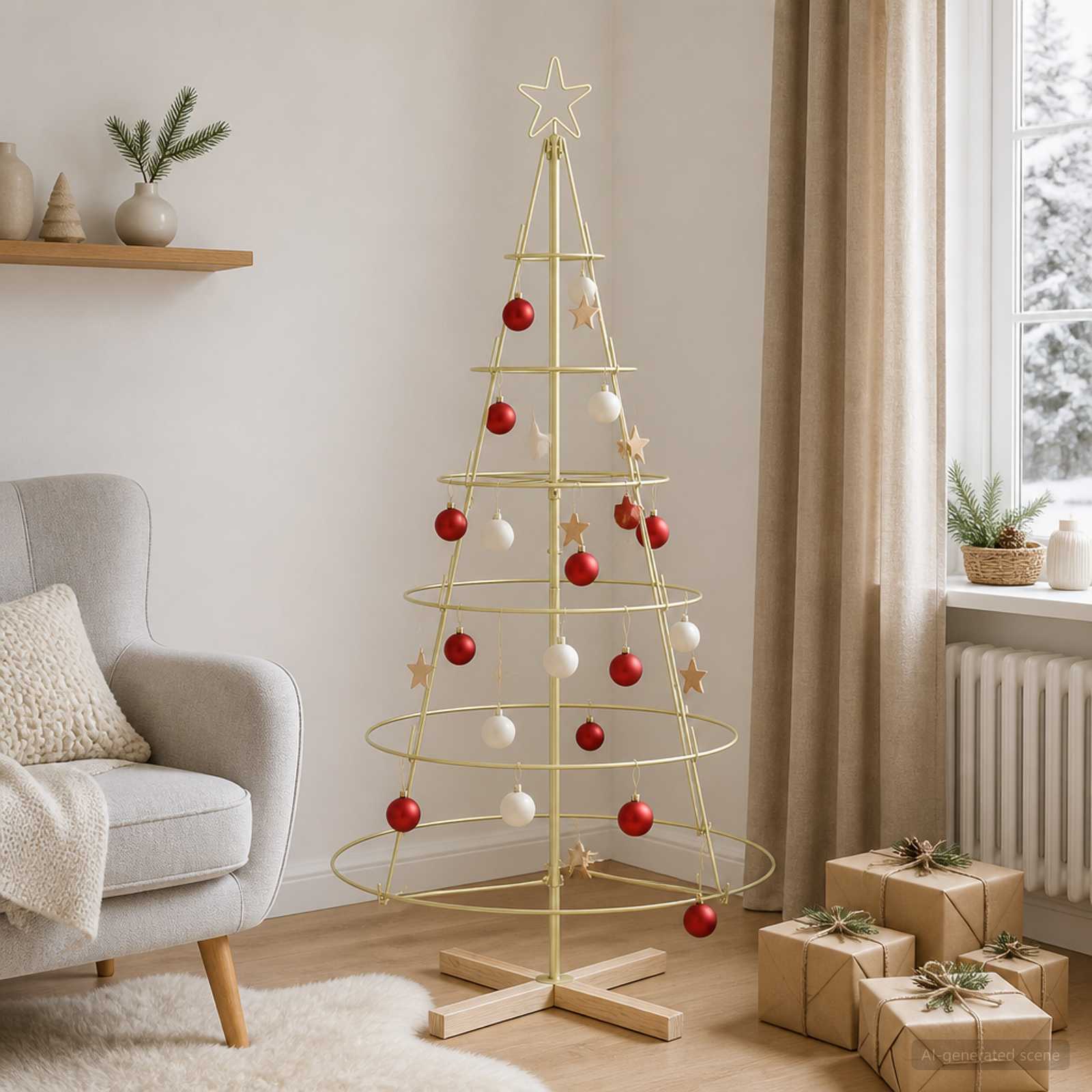 Albero a Cono di Natale KUOPIO 150 cm Acciaio Oro