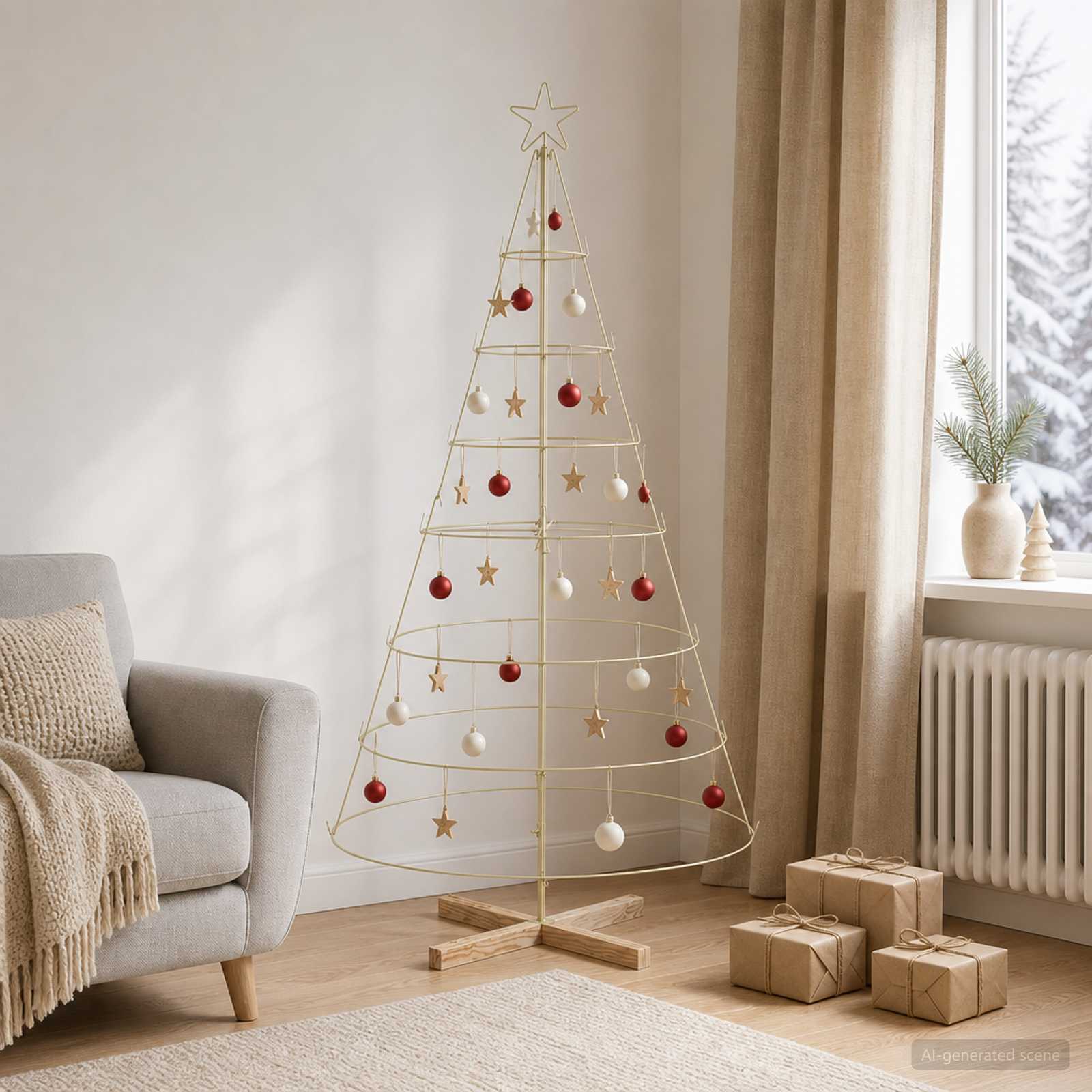 Albero a Cono di Natale KUOPIO 180 cm Acciaio Oro