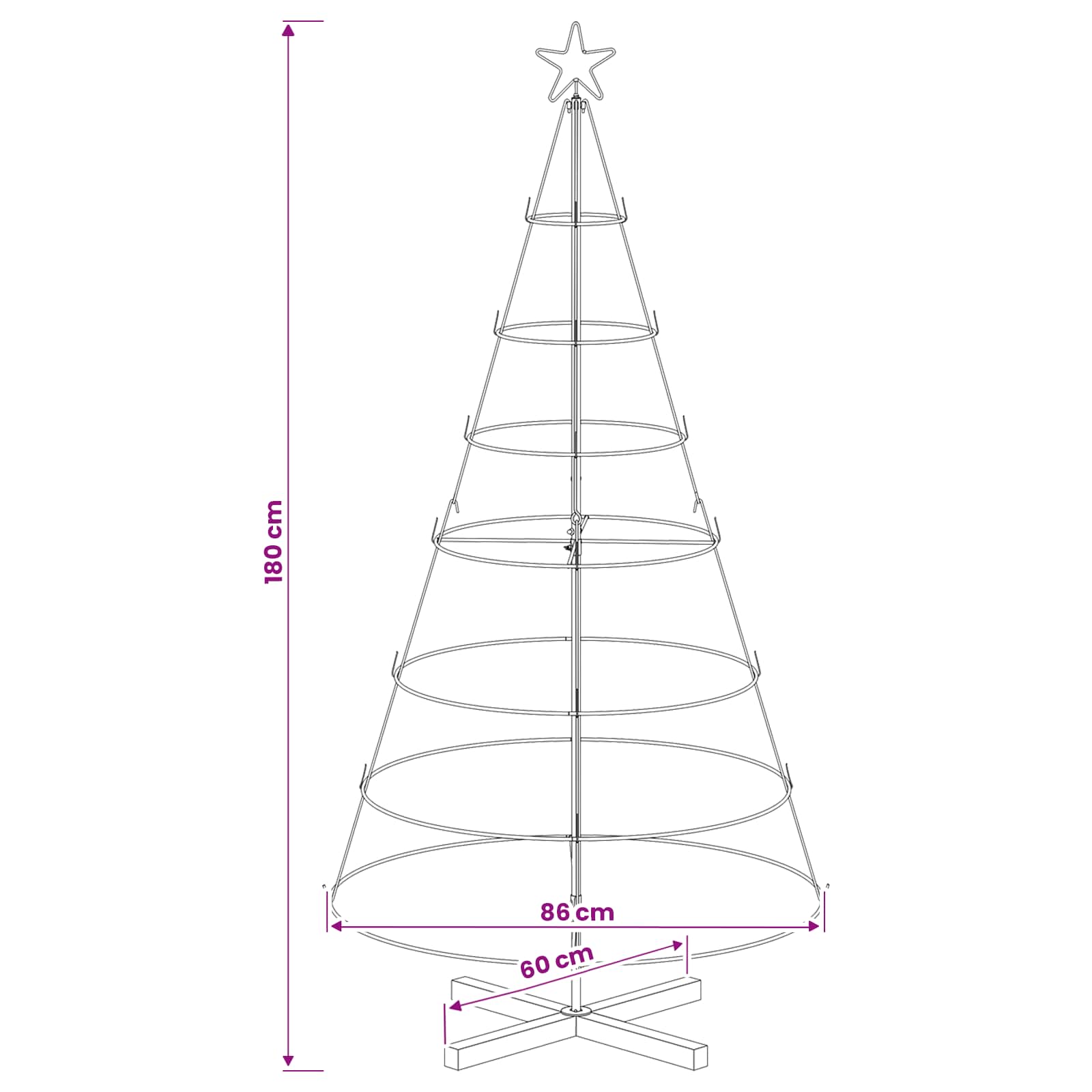 Albero a Cono di Natale KUOPIO 180 cm Acciaio Oro