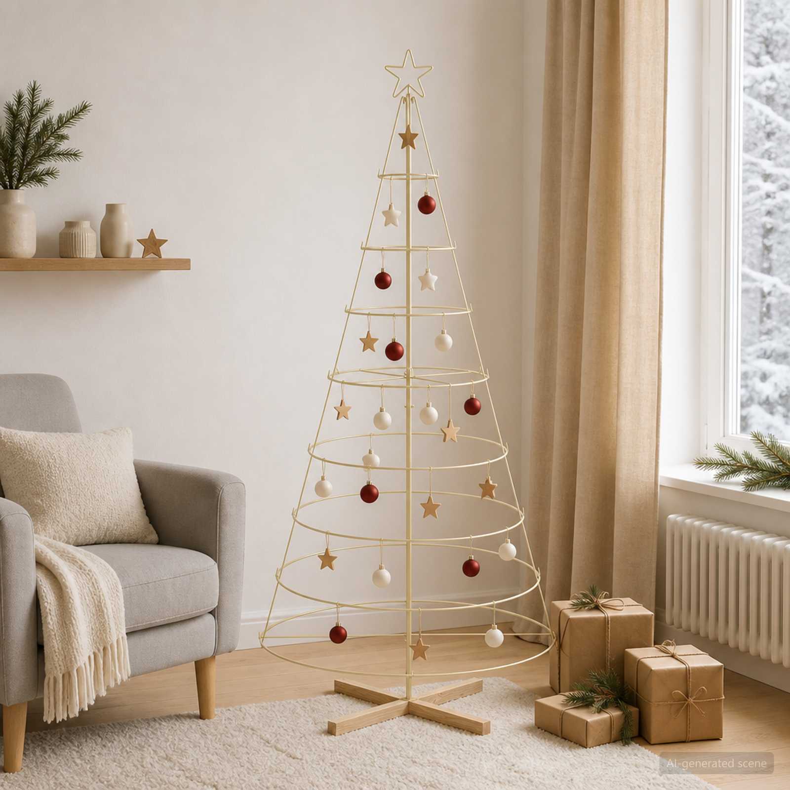 Albero a Cono di Natale KUOPIO 210 cm Acciaio Oro