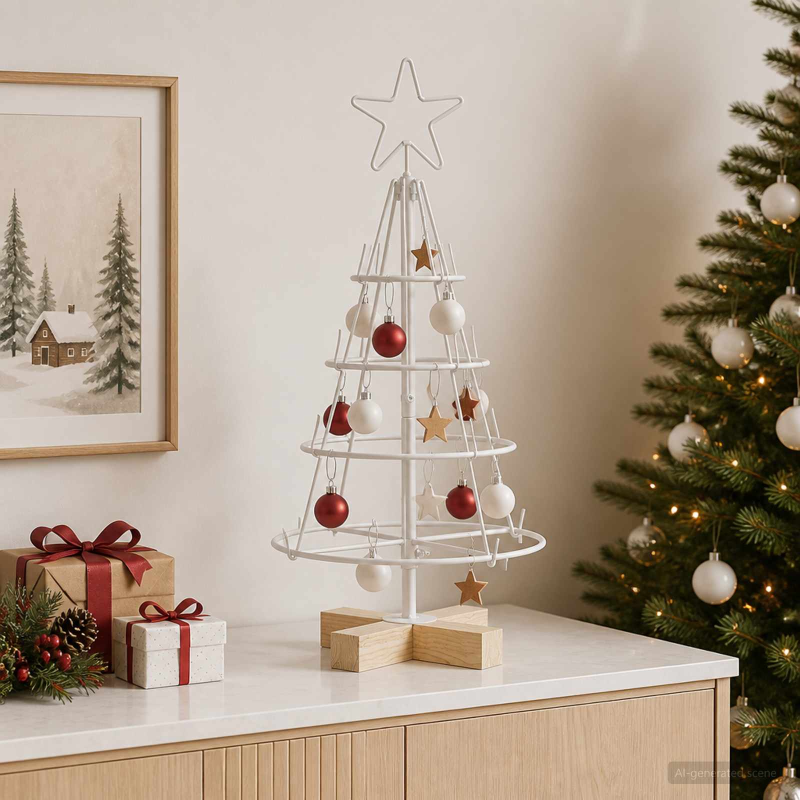 Albero a Cono di Natale KUOPIO 60 cm Acciaio Bianco