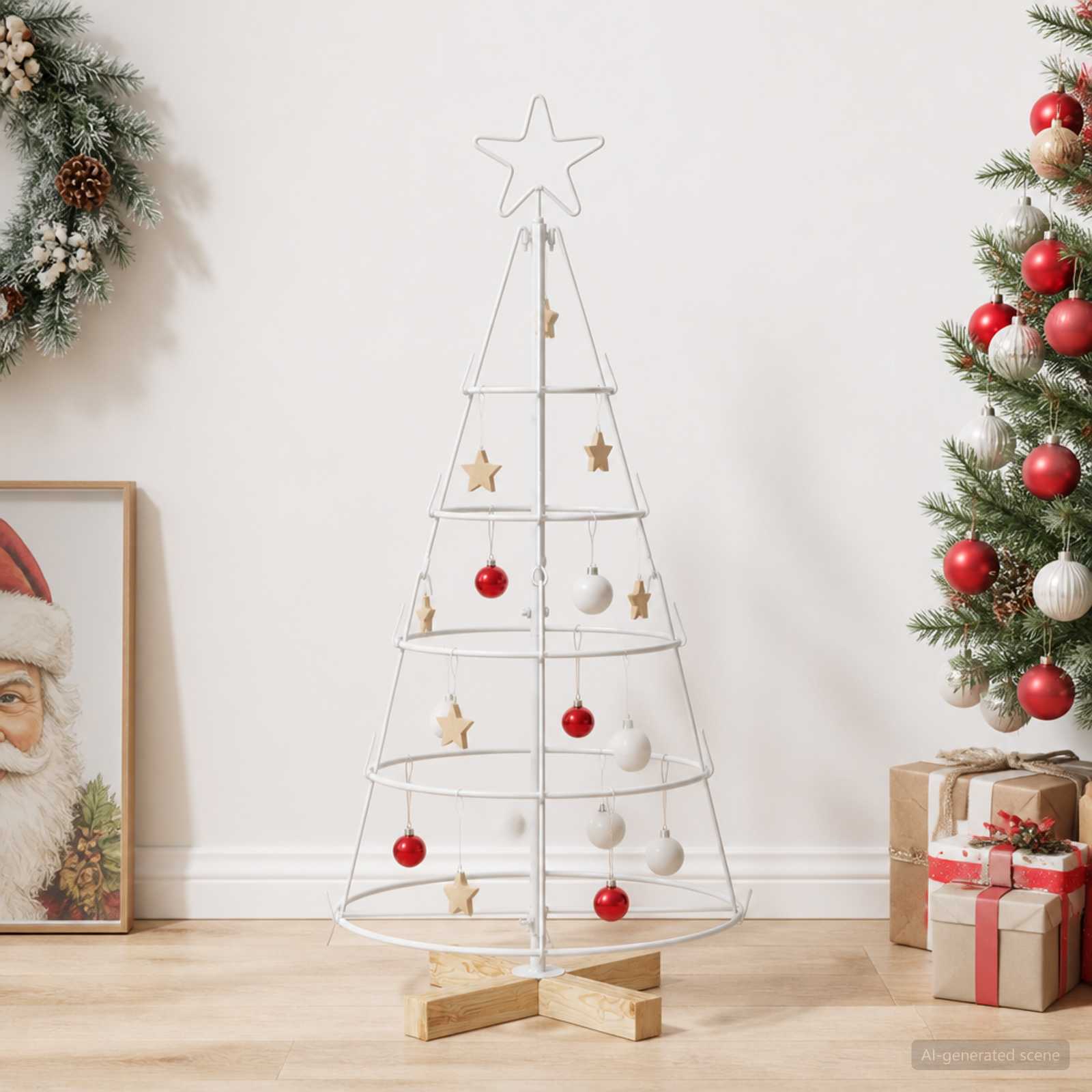 Albero a Cono di Natale KUOPIO 90 cm Acciaio Bianco