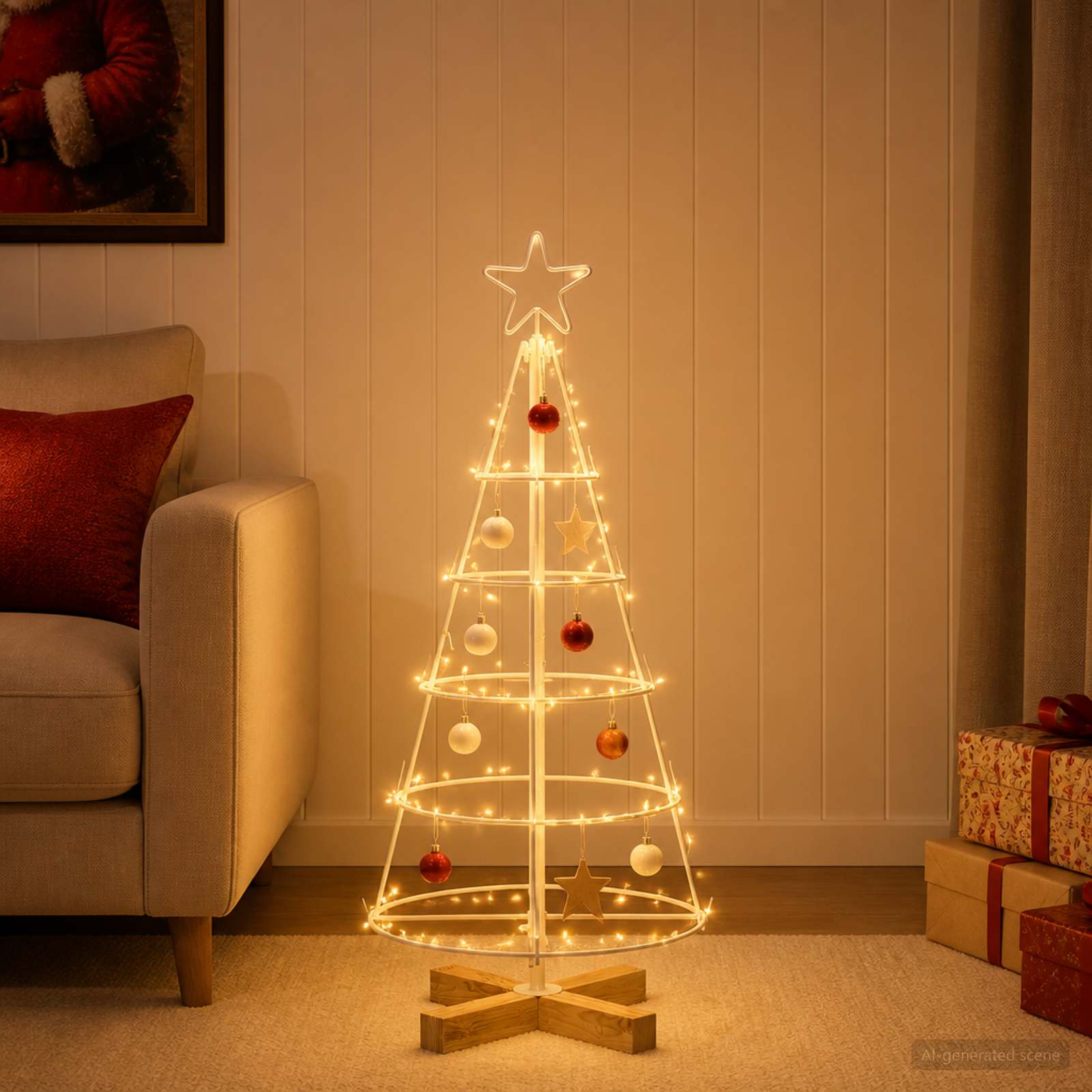 Albero a Cono di Natale KUOPIO 90 cm Acciaio Bianco