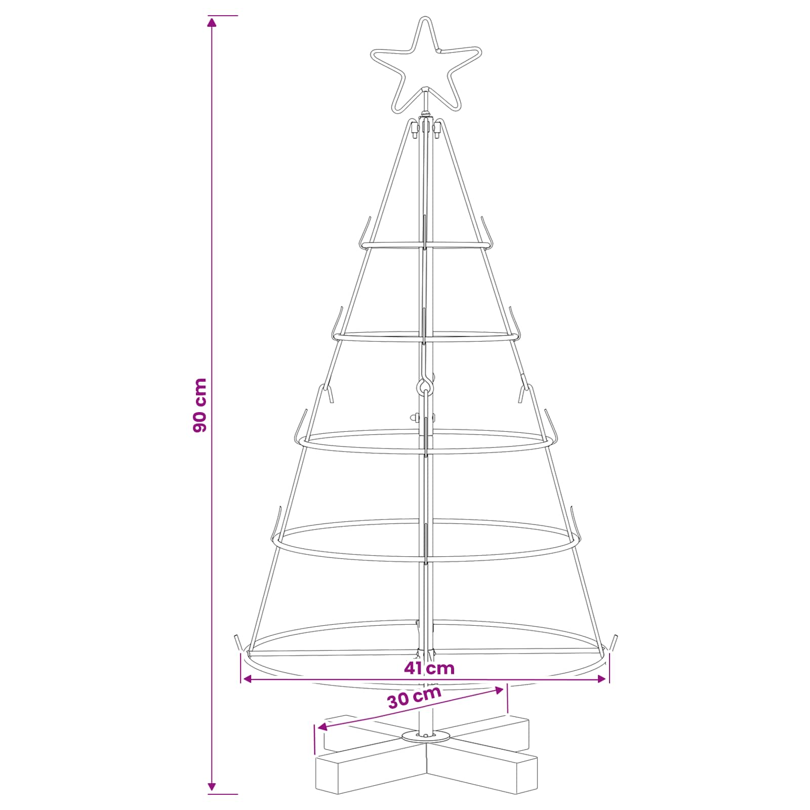 Albero a Cono di Natale KUOPIO 90 cm Acciaio Bianco