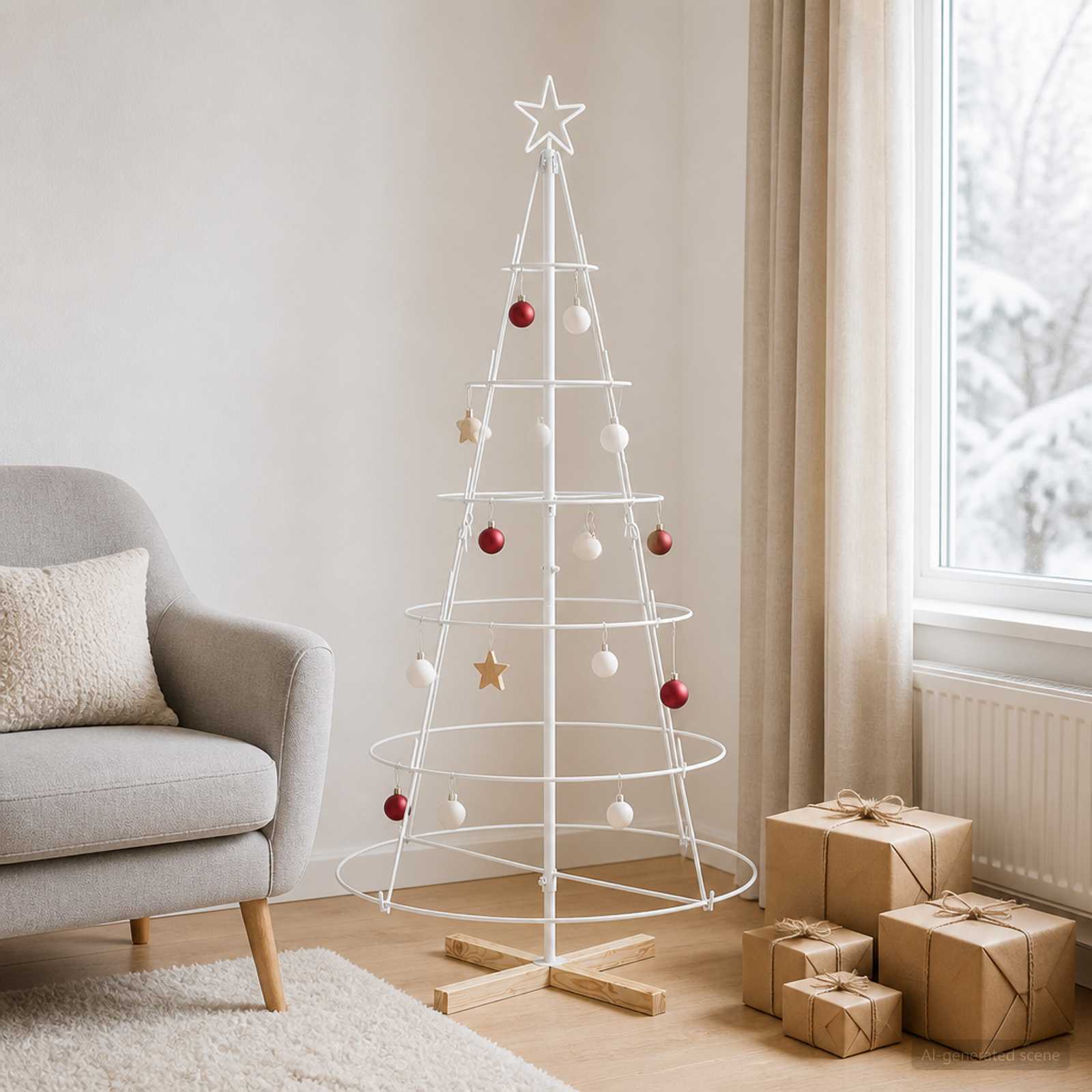 Albero a Cono di Natale KUOPIO 150 cm Acciaio Bianco