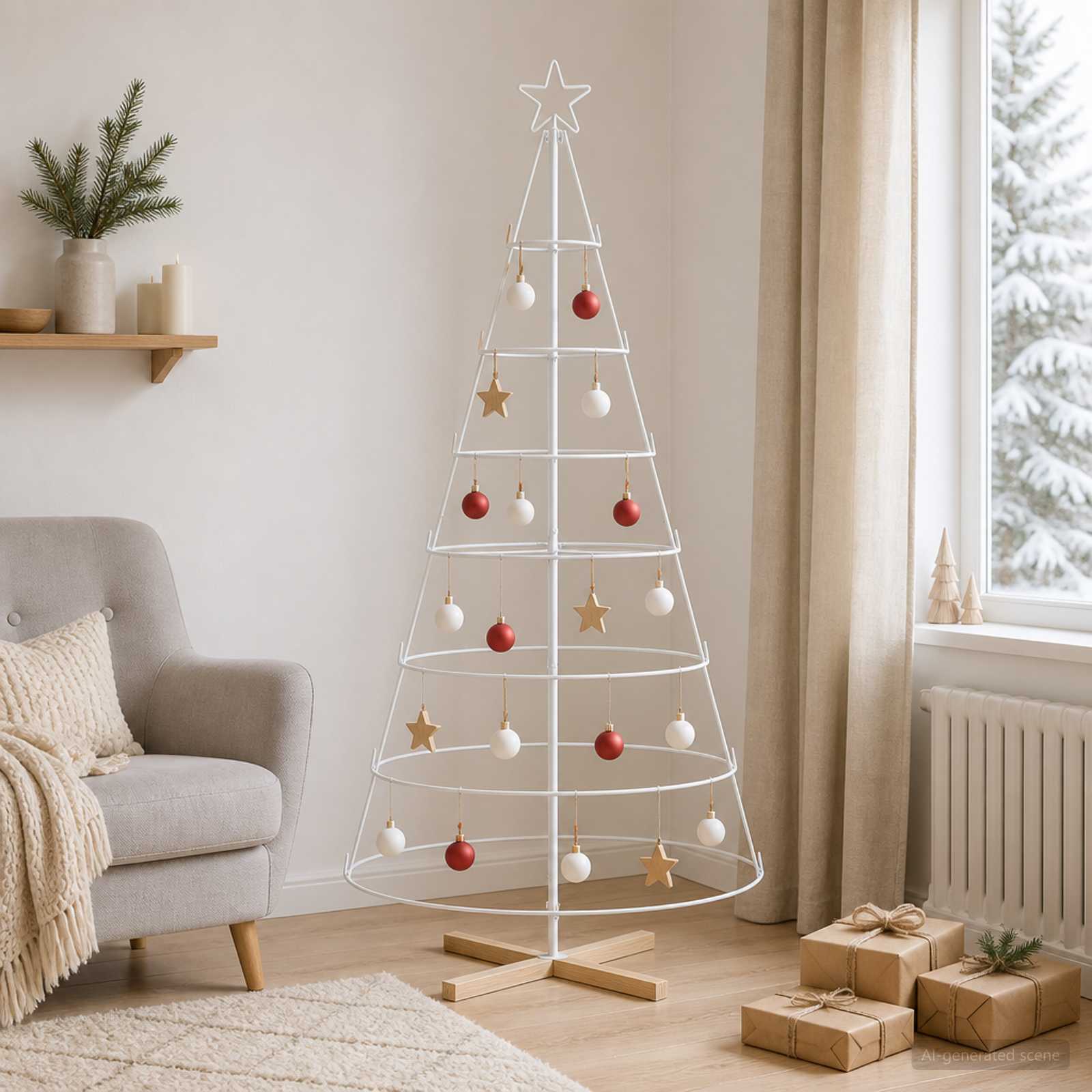 Albero a Cono di Natale KUOPIO 180 cm Acciaio Bianco