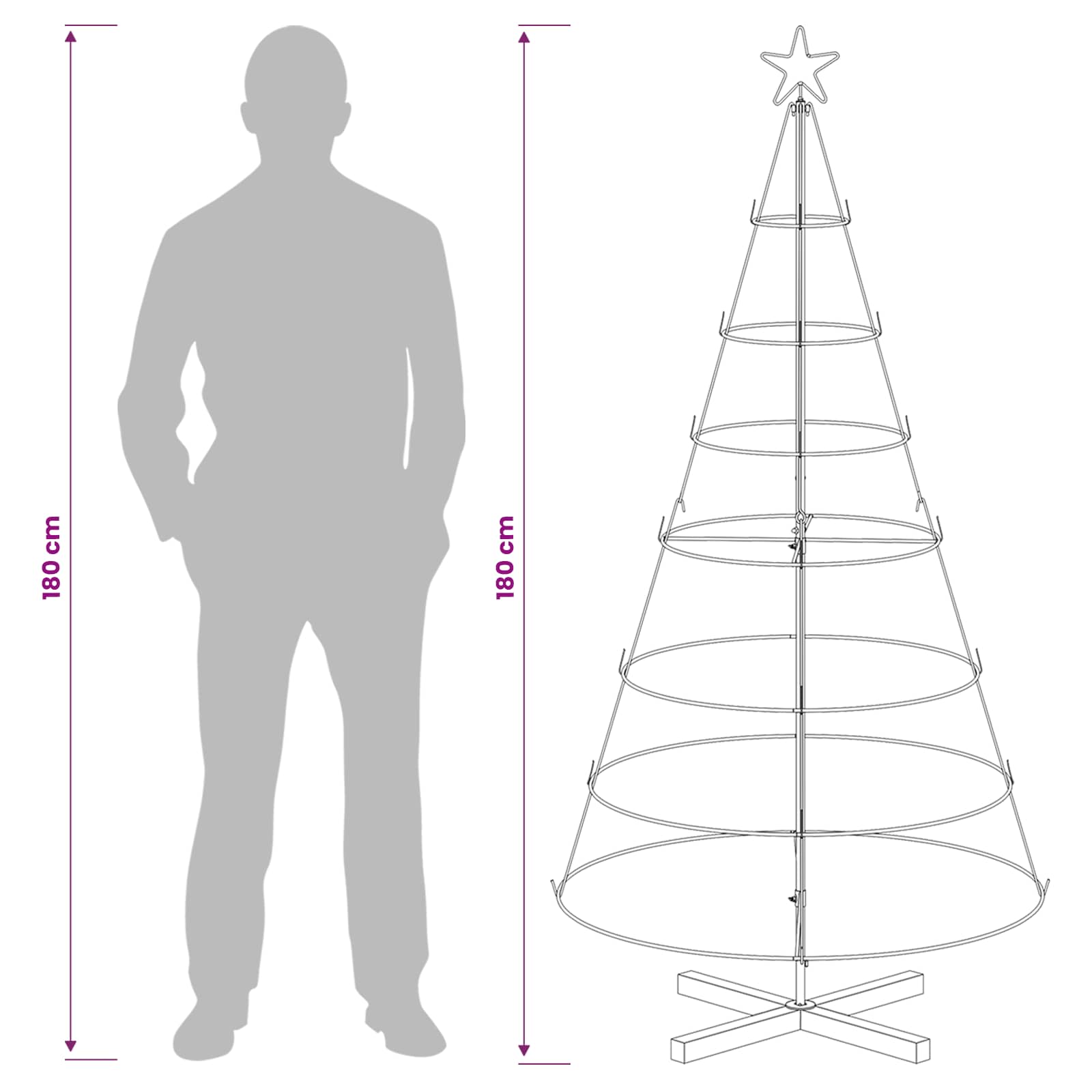 Albero a Cono di Natale KUOPIO 180 cm Acciaio Bianco