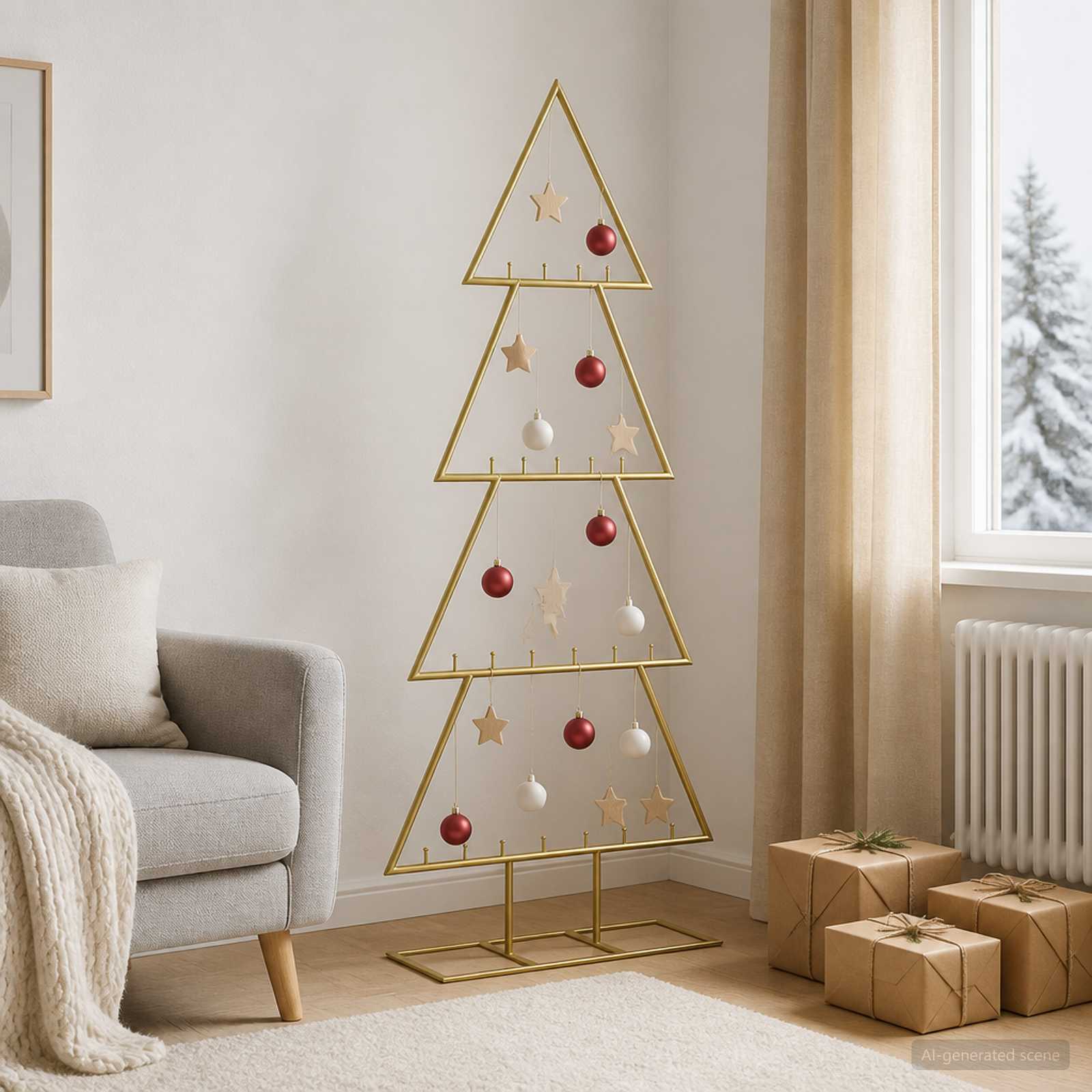 Albero di Natale in metallo con supporto KUOPIO 125 cm Acciaio