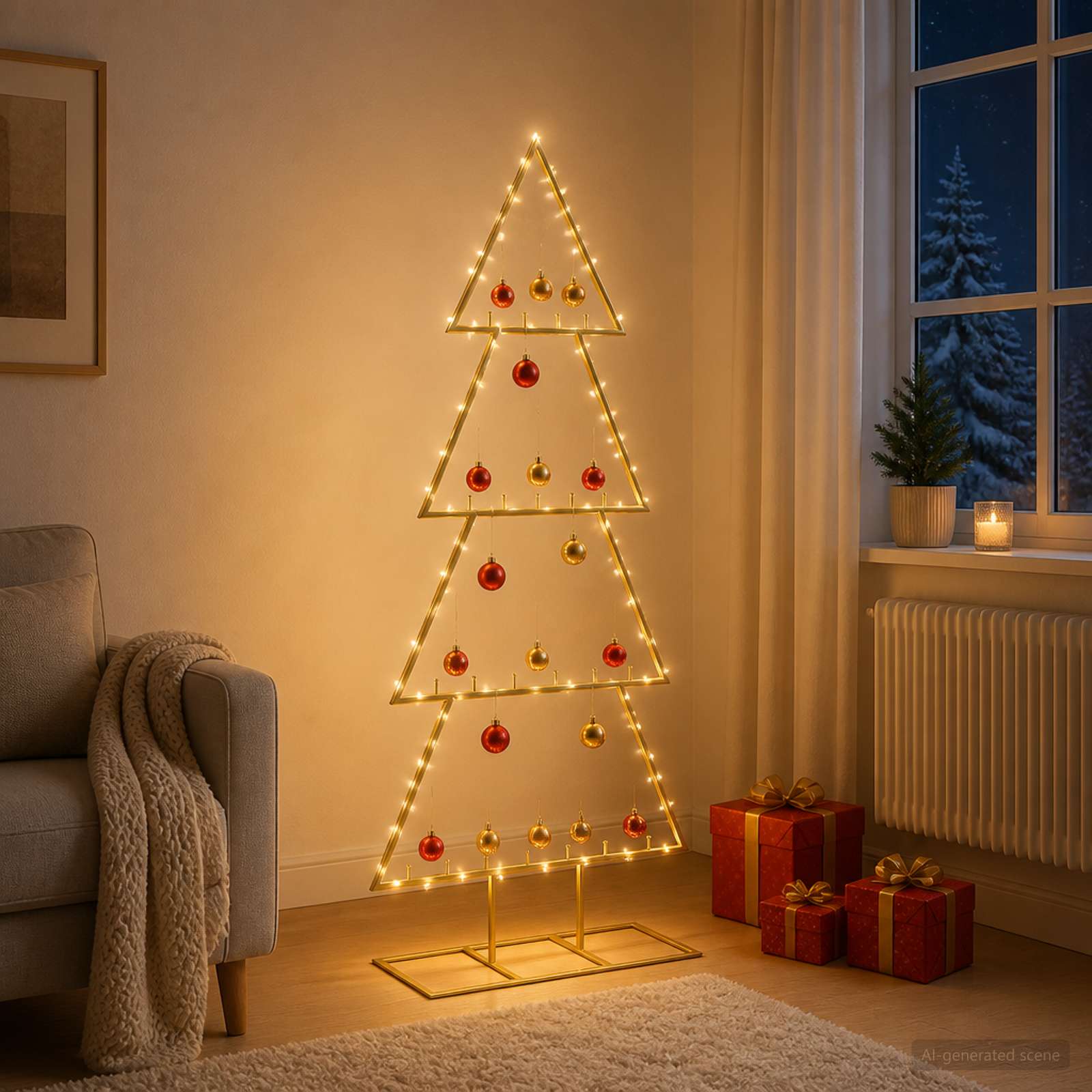 Albero di Natale in metallo con supporto KUOPIO 125 cm Acciaio