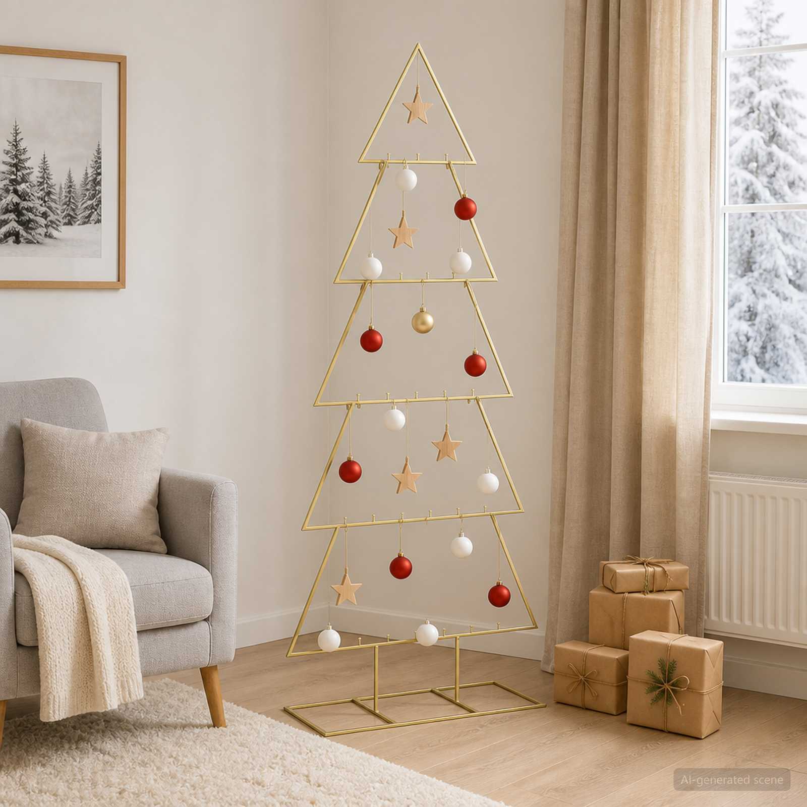 Albero di Natale in metallo con supporto KUOPIO 150 cm Acciaio