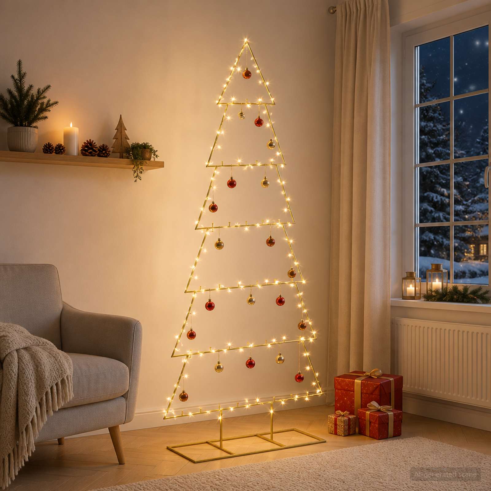 Albero di Natale in metallo con supporto KUOPIO 180 cm Acciaio