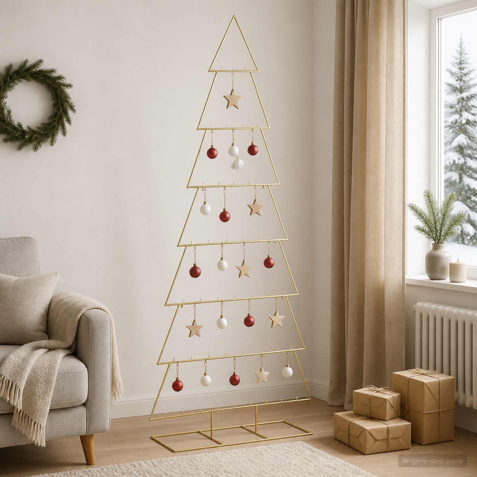 Albero di Natale in metallo con supporto KUOPIO 210 cm Acciaio
