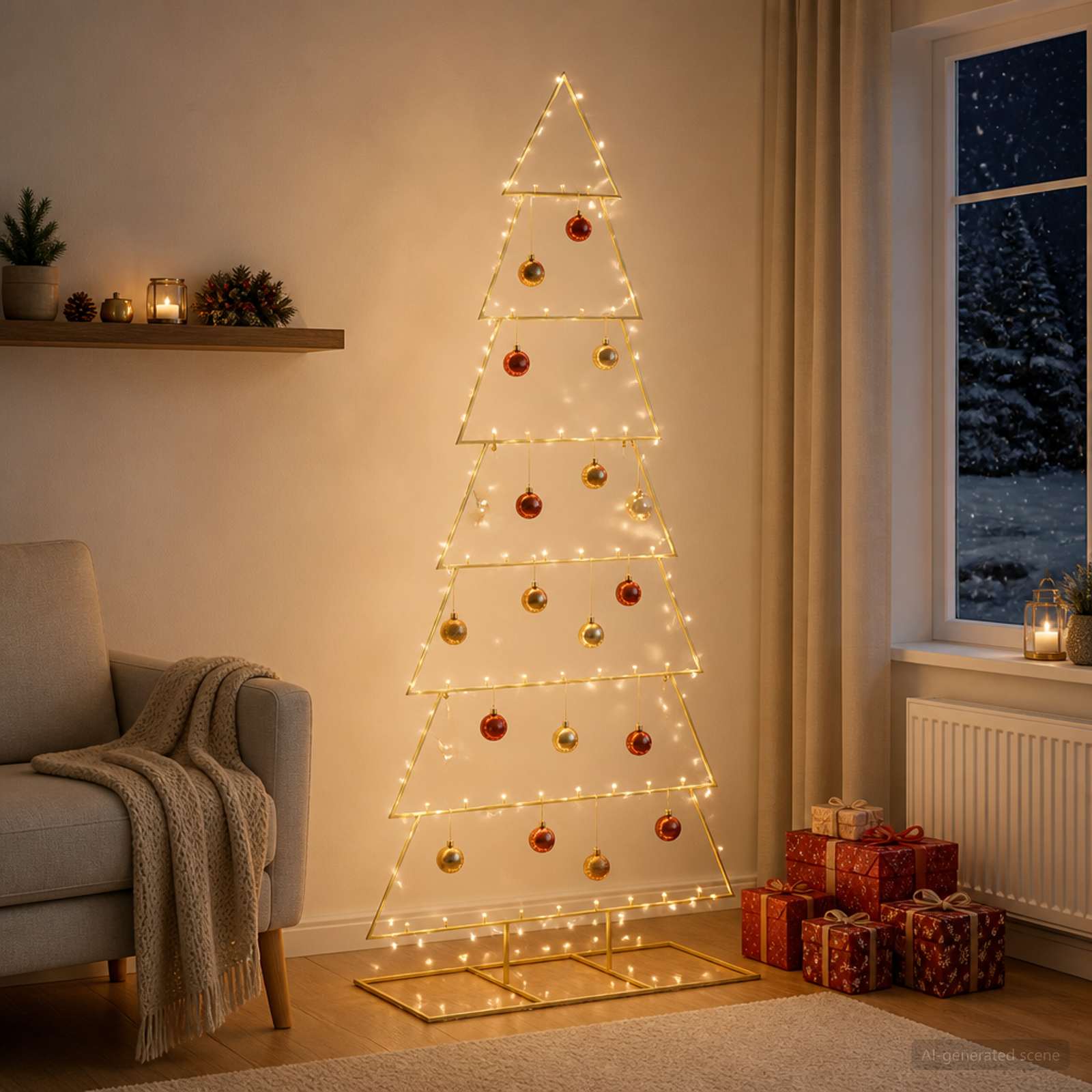 Albero di Natale in metallo con supporto KUOPIO 210 cm Acciaio