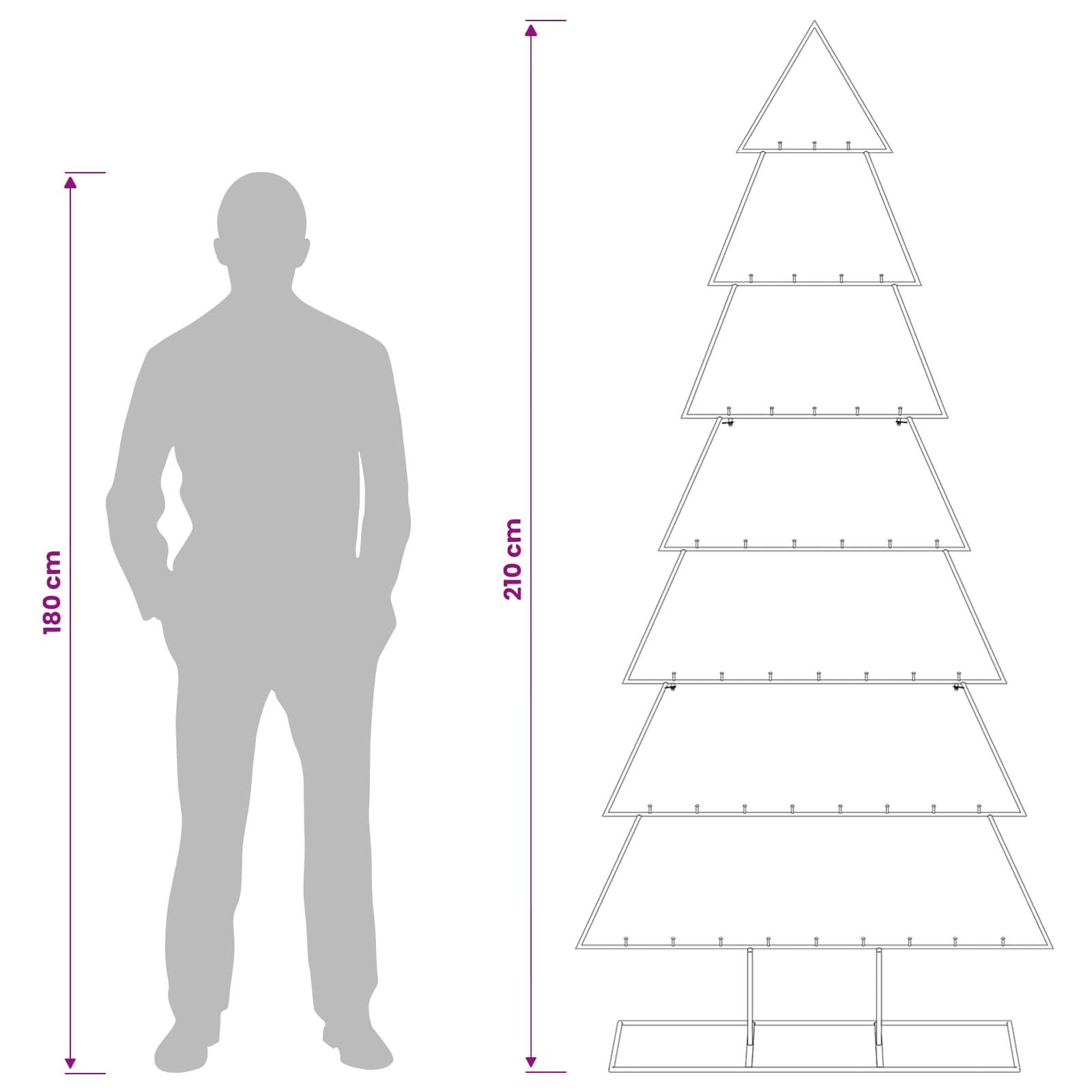 Albero di Natale in metallo con supporto KUOPIO 210 cm Acciaio