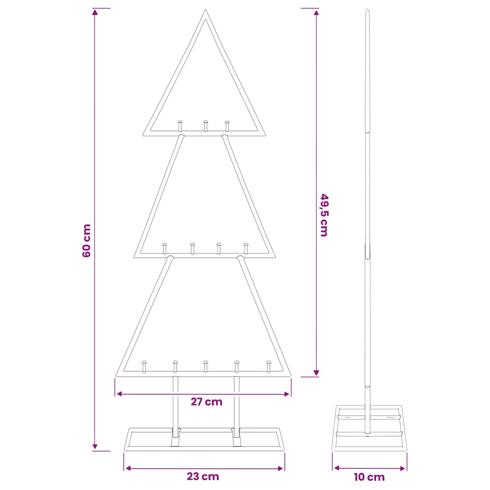Albero di Natale in metallo con supporto KUOPIO 60 cm Acciaio