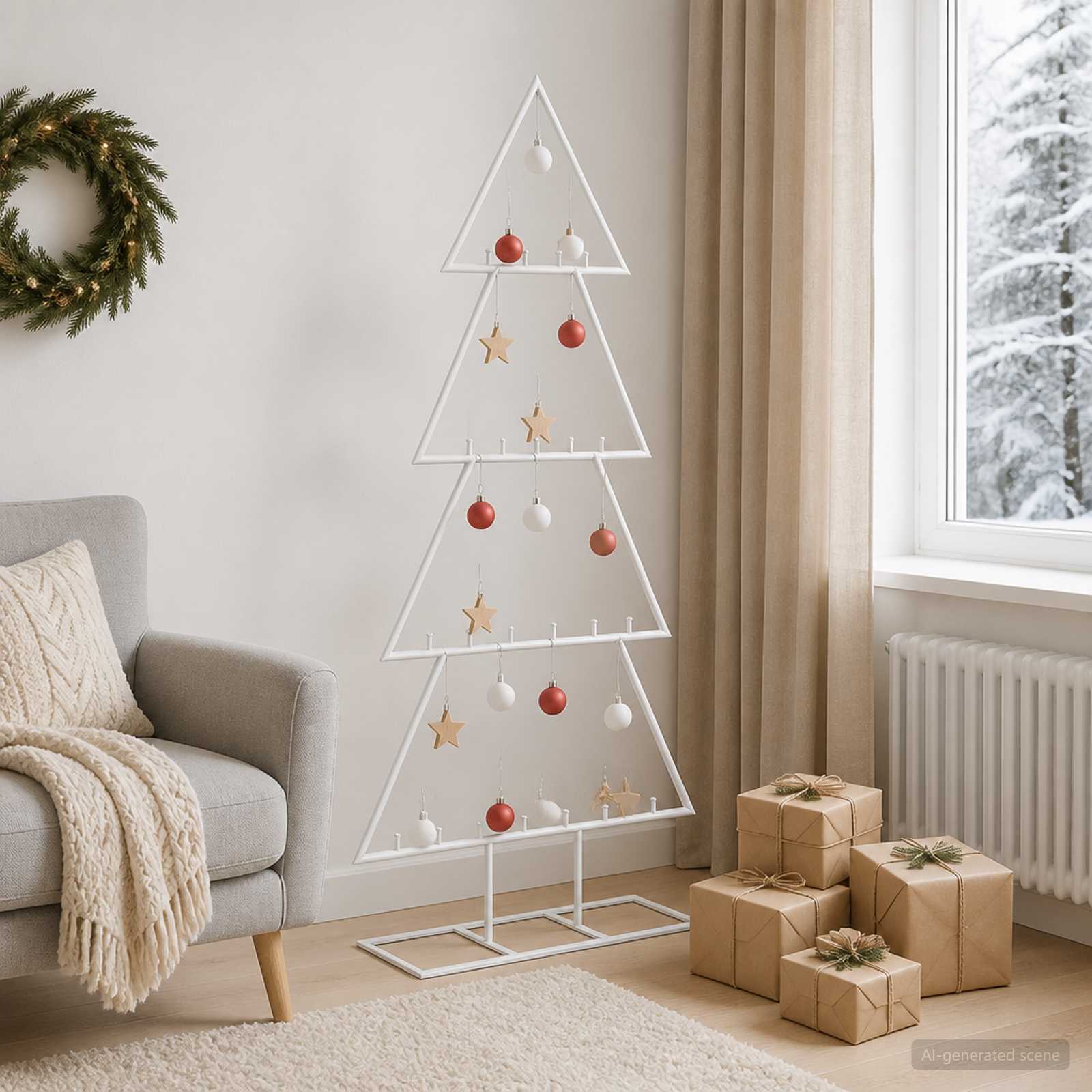 Albero di Natale in metallo con supporto KUOPIO 125 cm Acciaio
