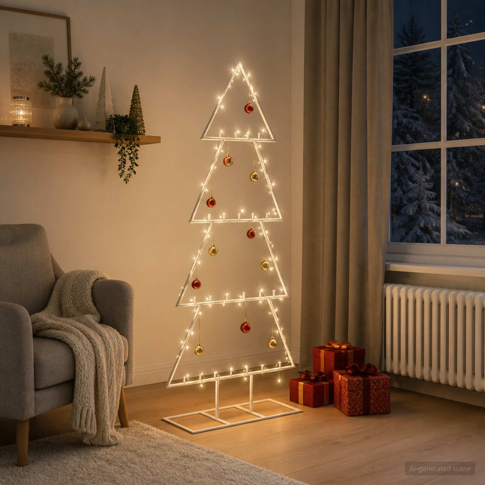 Albero di Natale in metallo con supporto KUOPIO 125 cm Acciaio