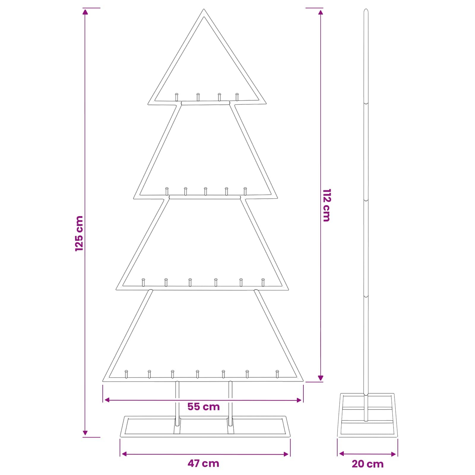 Albero di Natale in metallo con supporto KUOPIO 125 cm Acciaio