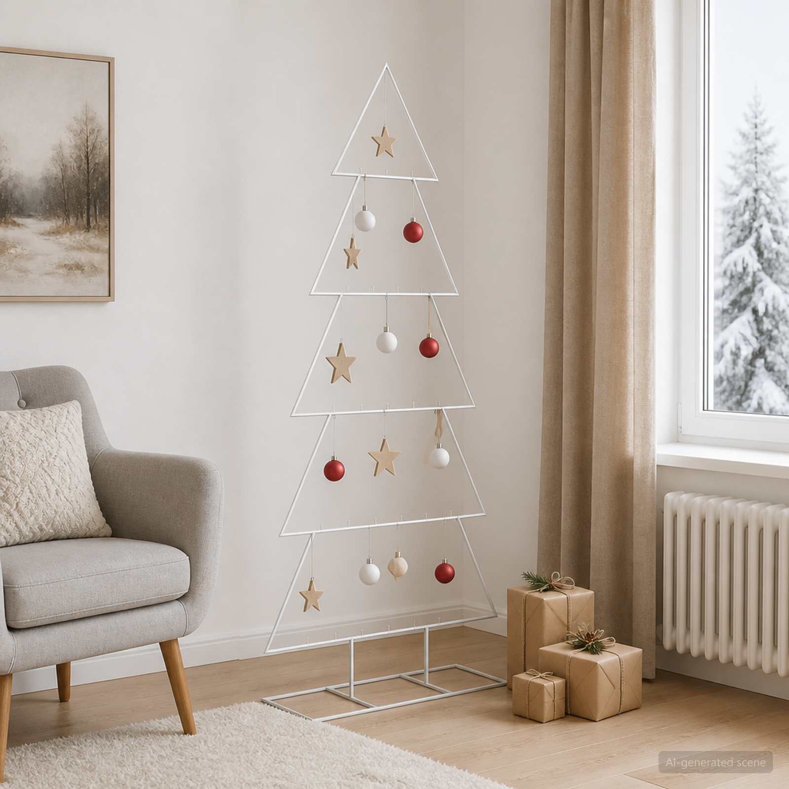 Albero di Natale in metallo con supporto KUOPIO 150 cm Acciaio