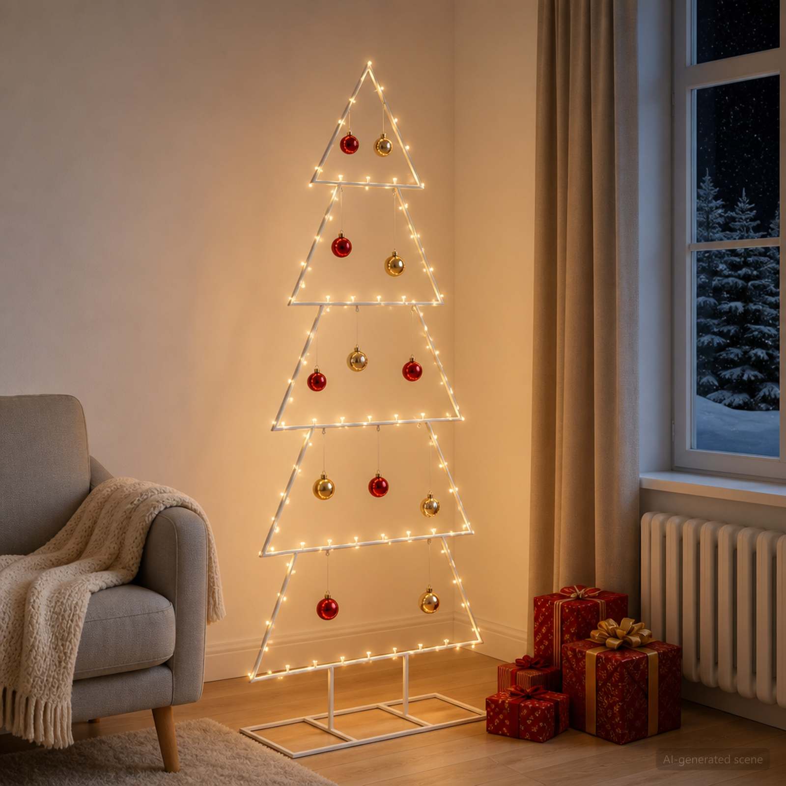 Albero di Natale in metallo con supporto KUOPIO 150 cm Acciaio