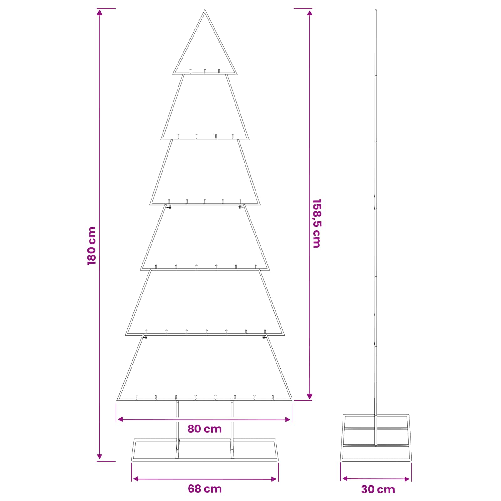 Albero di Natale in metallo con supporto KUOPIO 180 cm Acciaio