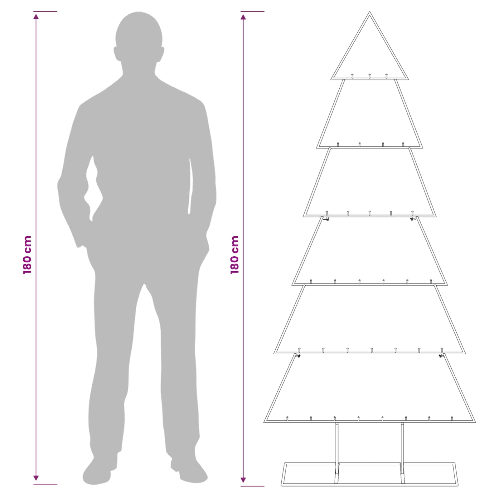 Albero di Natale in metallo con supporto KUOPIO 180 cm Acciaio