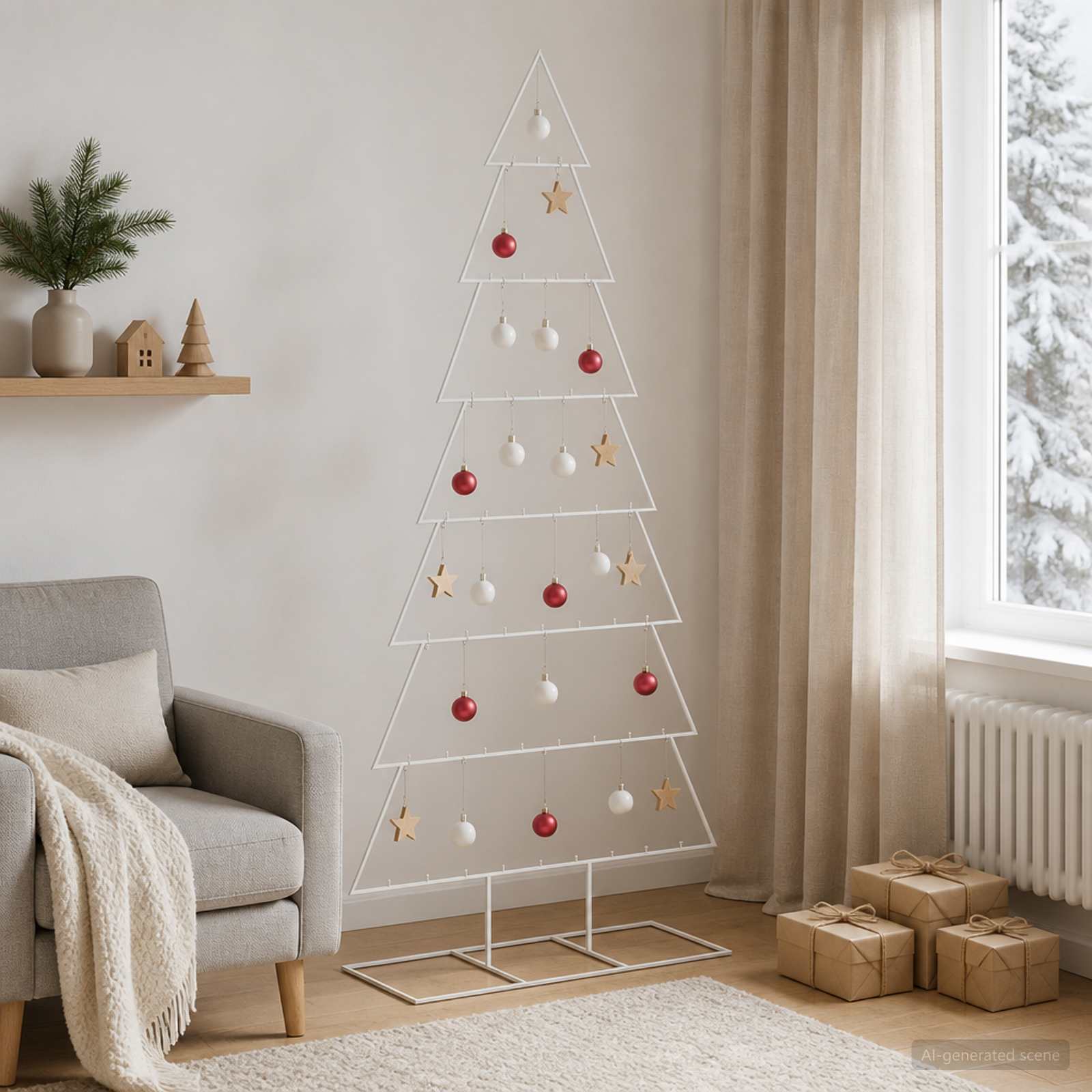 Albero di Natale in metallo con supporto KUOPIO 210 cm Acciaio
