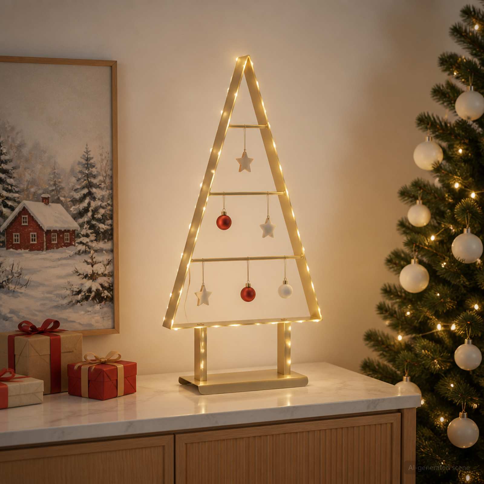 Albero di Natale in metallo KUOPIO 60 cm Acciaio Oro
