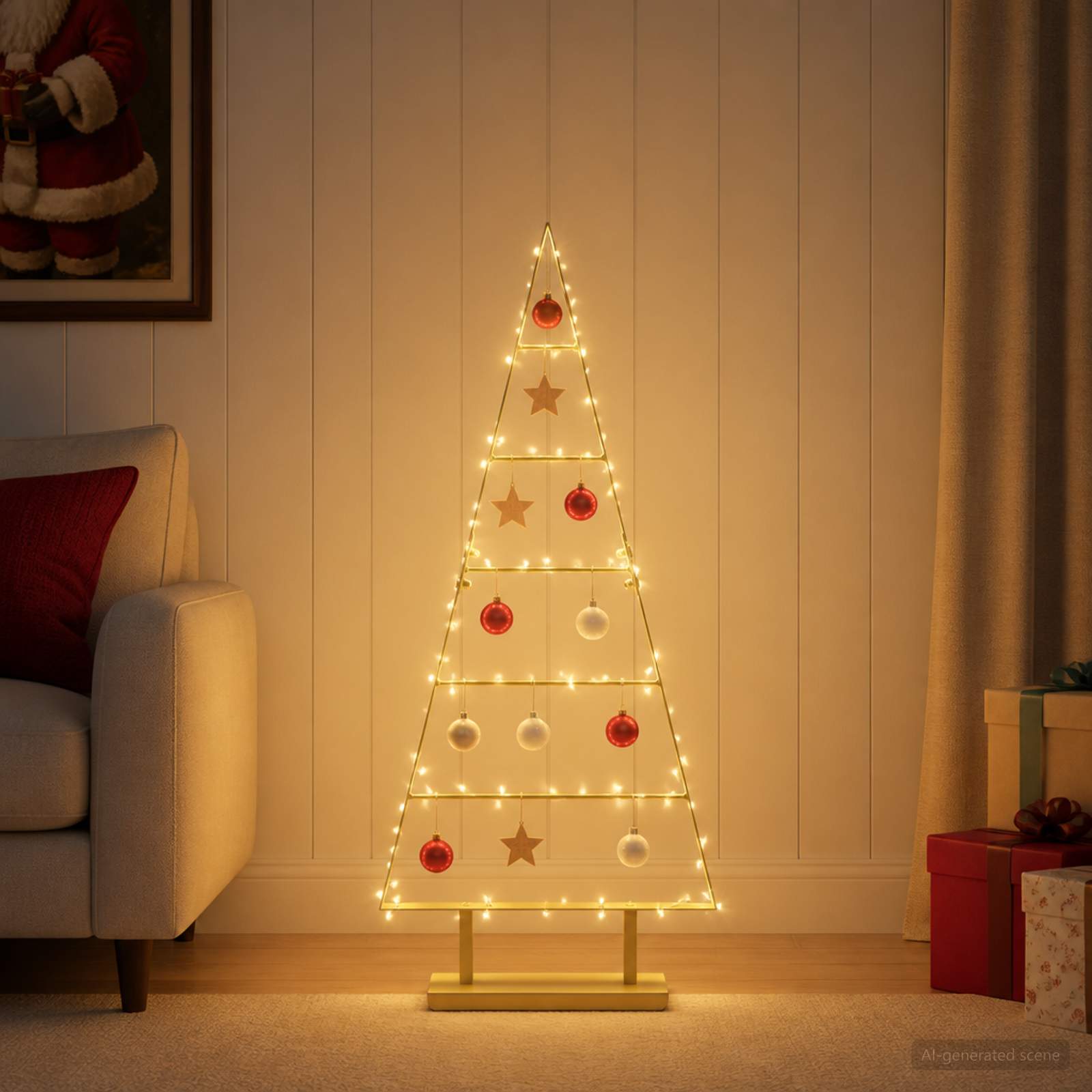 Albero di Natale in metallo KUOPIO 90 cm Acciaio Oro