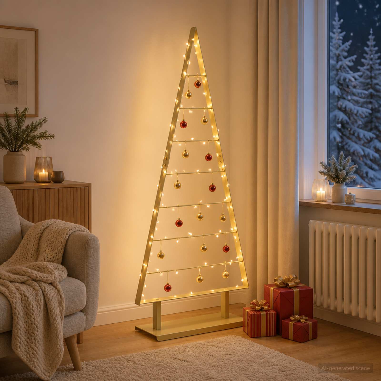 Albero di Natale in metallo KUOPIO 125 cm Acciaio Oro