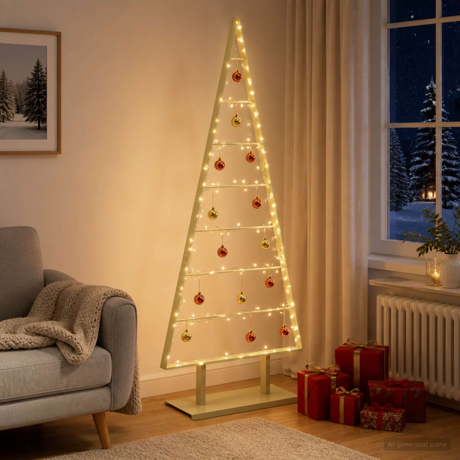 Albero di Natale in metallo KUOPIO 150 cm Acciaio Oro