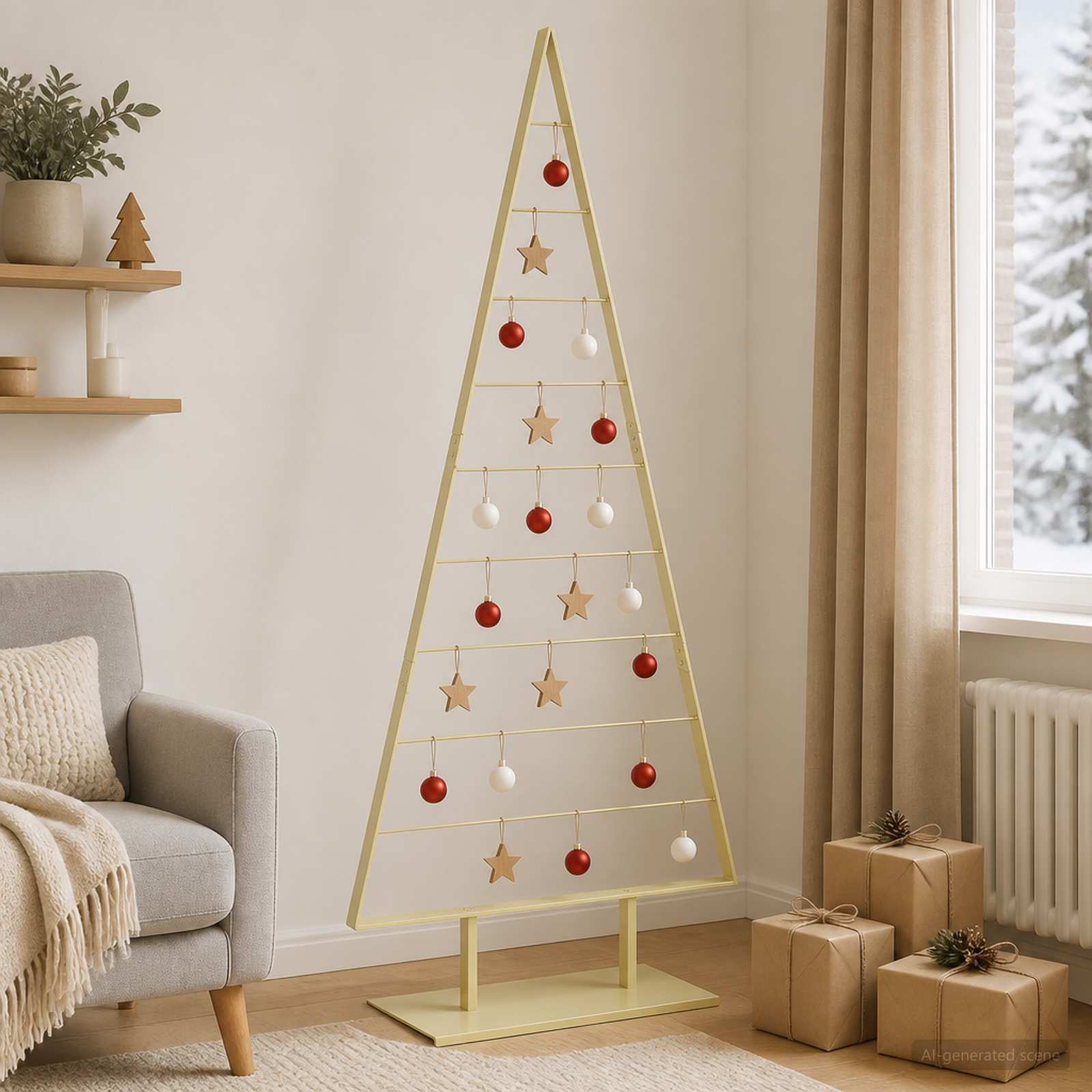 Albero di Natale in metallo KUOPIO 210 cm Acciaio Oro
