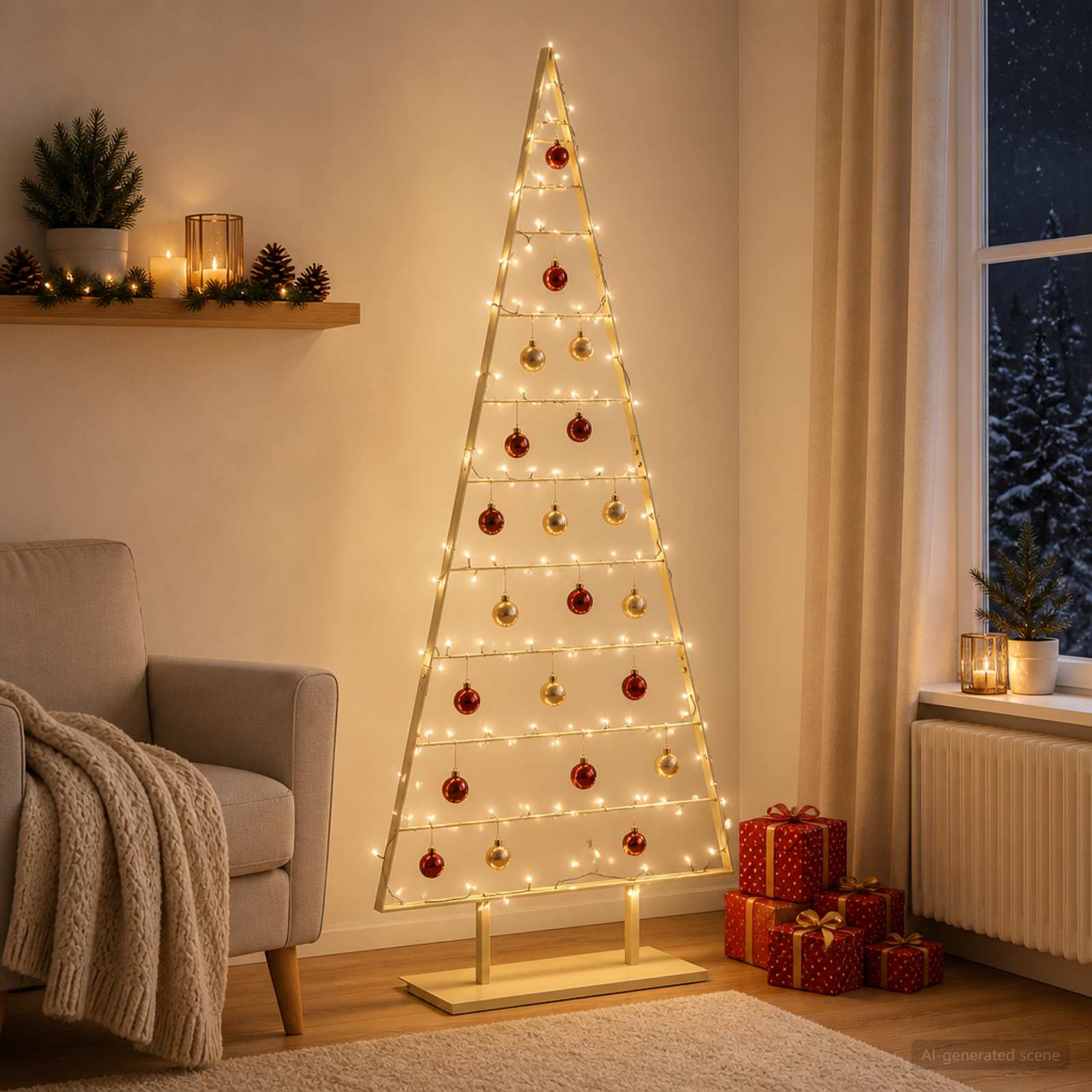 Albero di Natale in metallo KUOPIO 210 cm Acciaio Oro