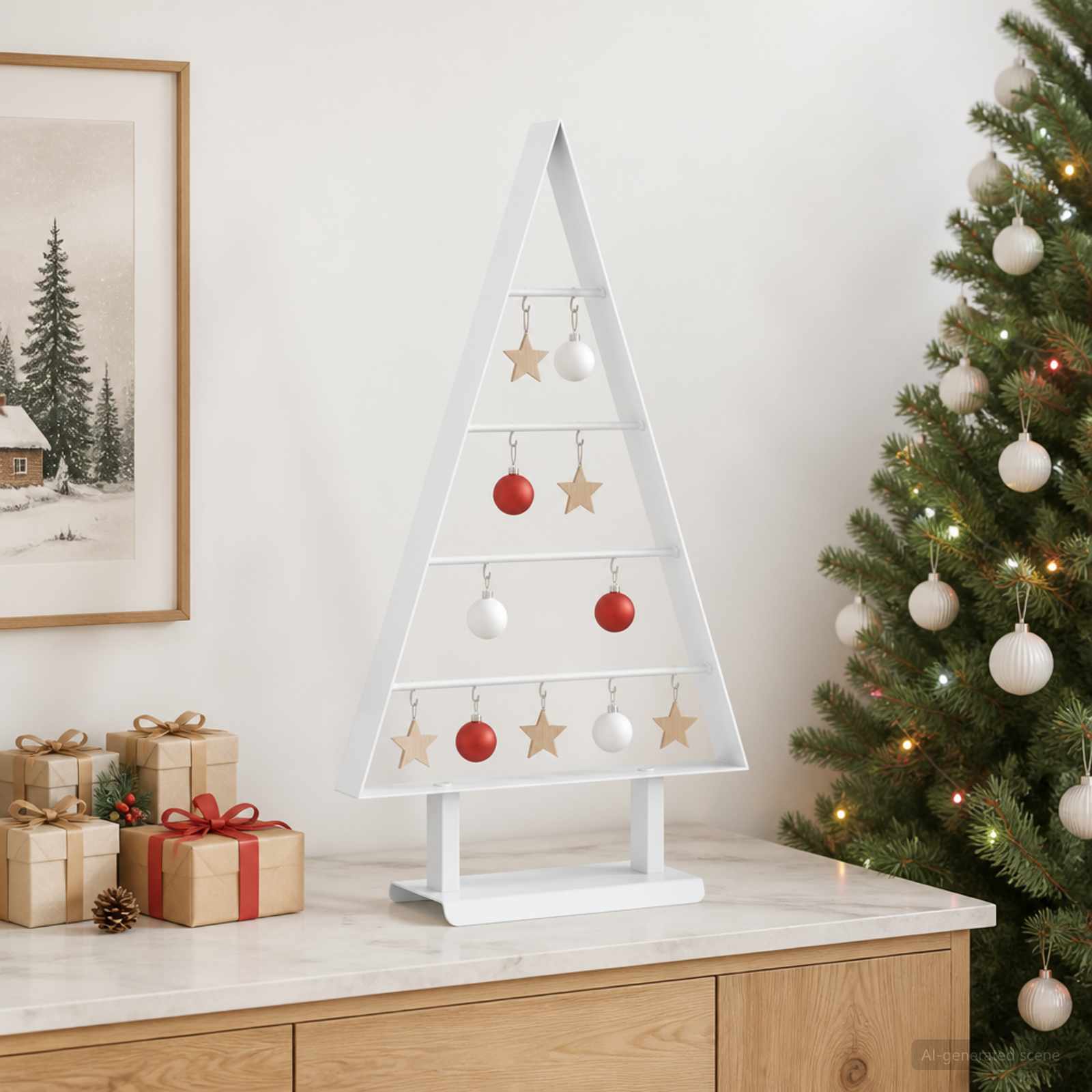 Albero di Natale in metallo KUOPIO 60 cm Acciaio Bianco