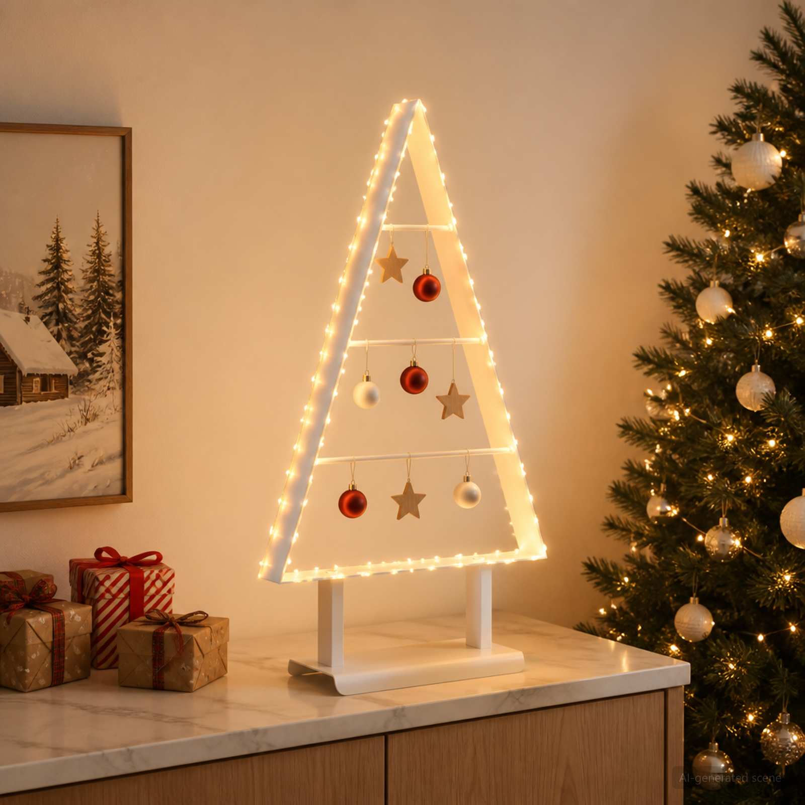 Albero di Natale in metallo KUOPIO 60 cm Acciaio Bianco