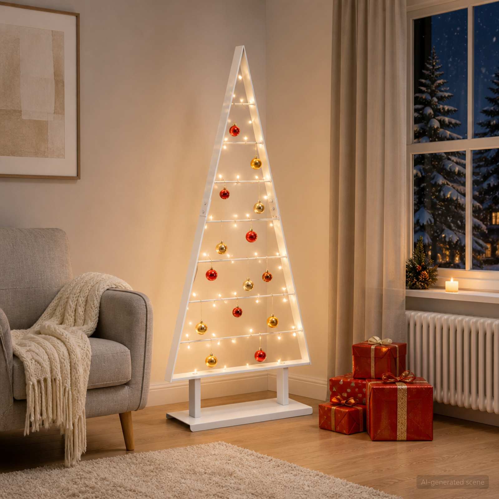 Albero di Natale in metallo KUOPIO 125 cm Acciaio Bianco