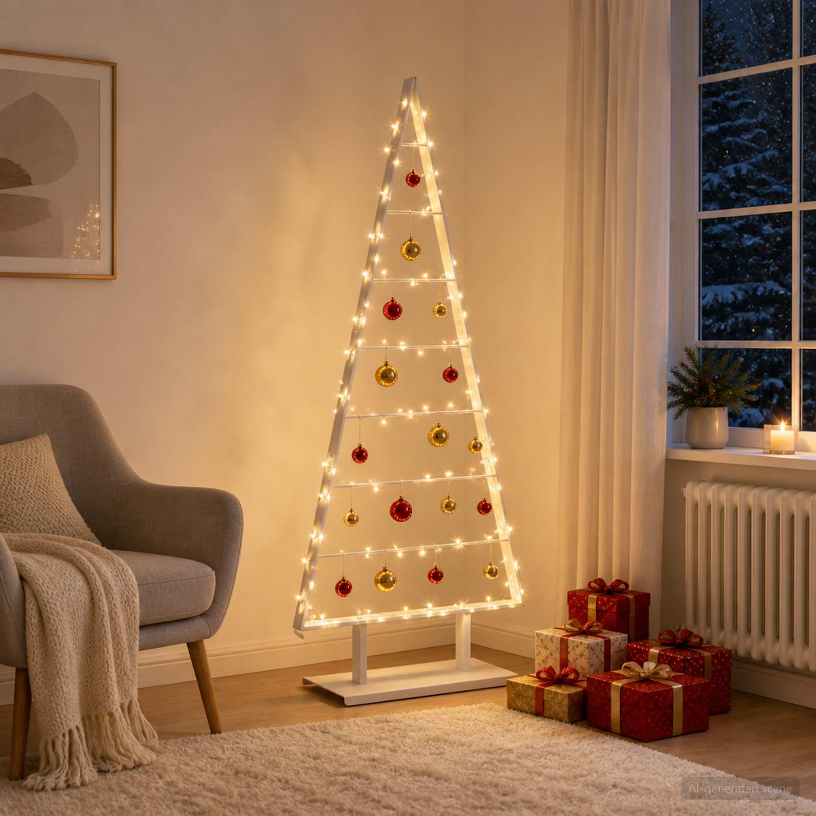 Albero di Natale in metallo KUOPIO 150 cm Acciaio Bianco