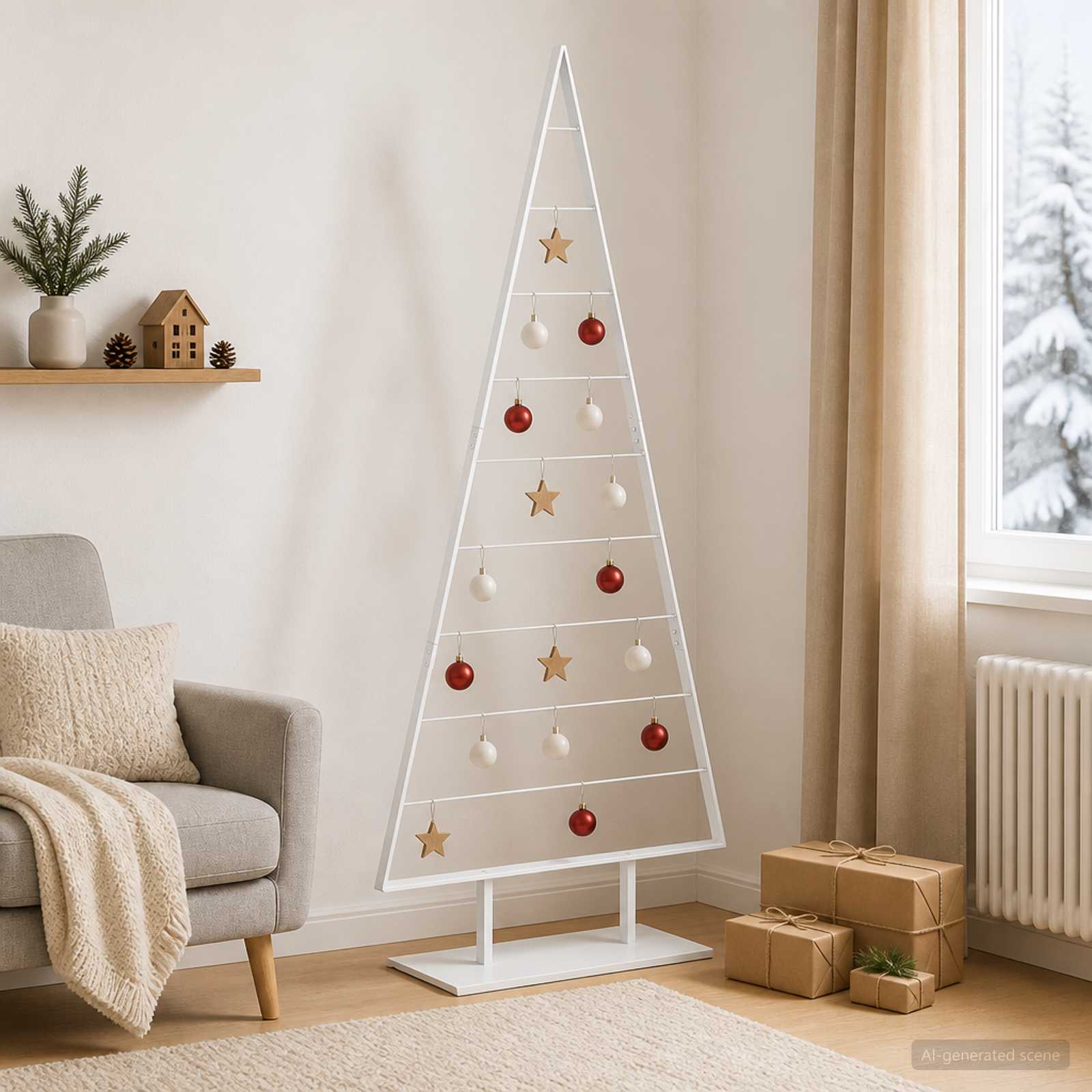 Albero di Natale in metallo KUOPIO 210 cm Acciaio Bianco