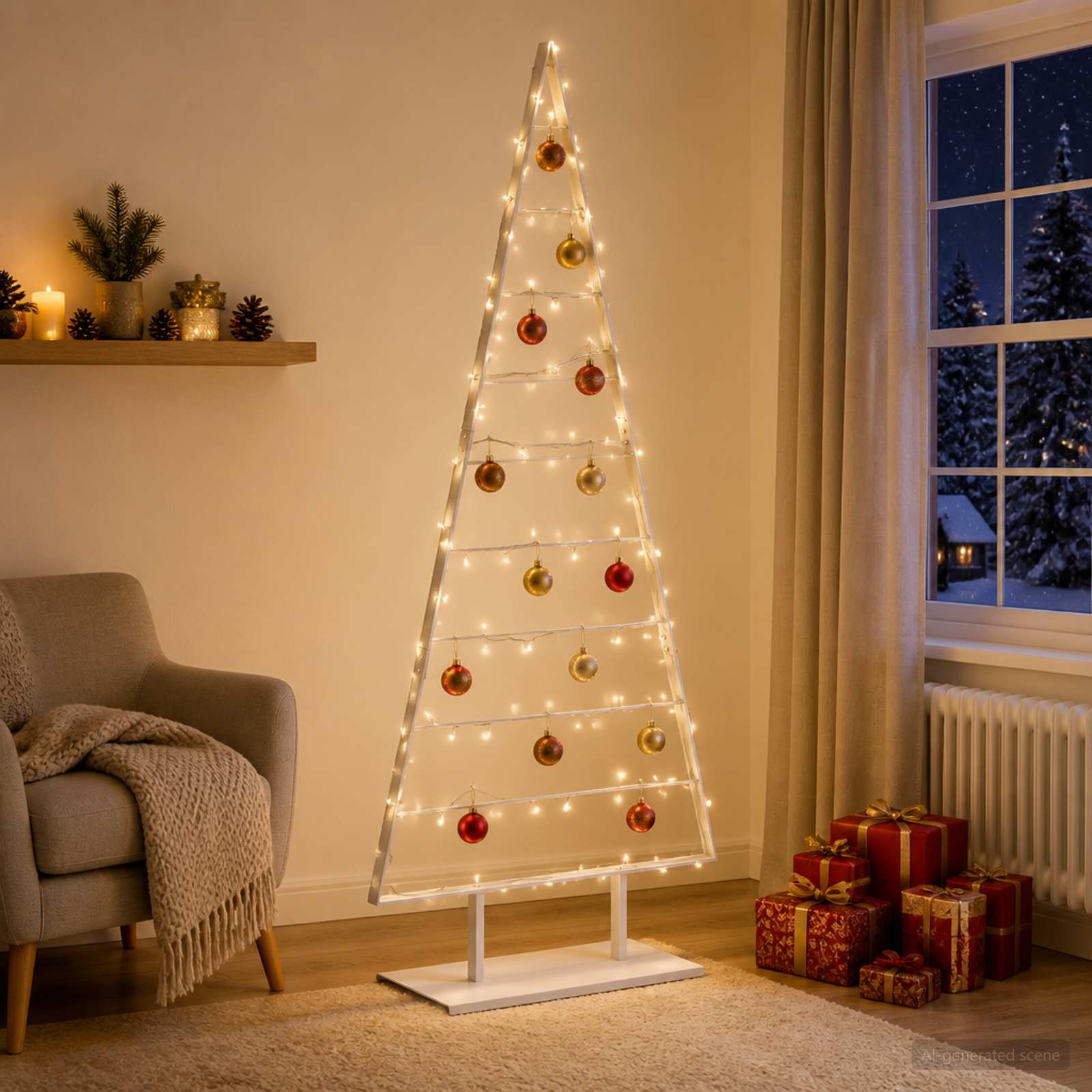 Albero di Natale in metallo KUOPIO 210 cm Acciaio Bianco