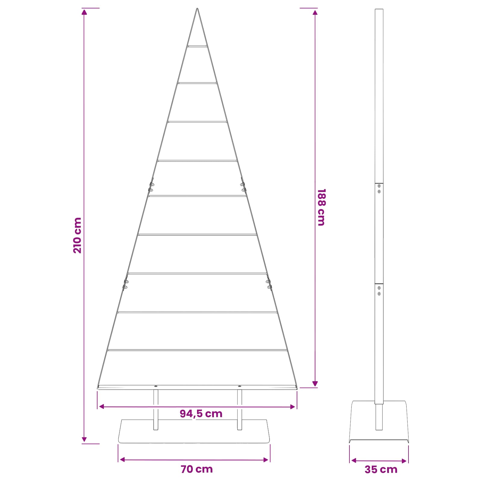 Albero di Natale in metallo KUOPIO 210 cm Acciaio Bianco