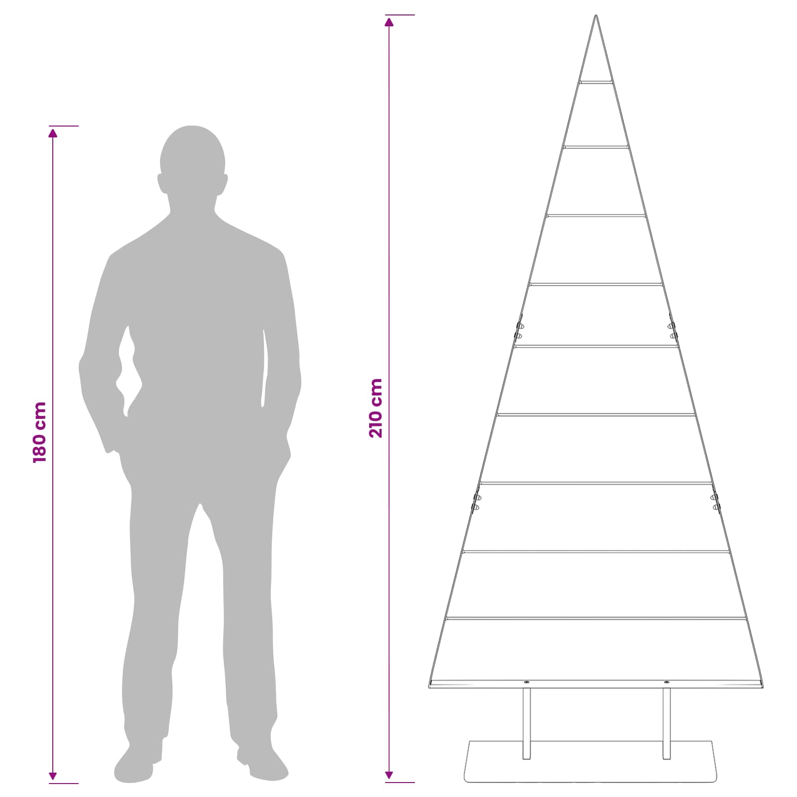 Albero di Natale in metallo KUOPIO 210 cm Acciaio Bianco