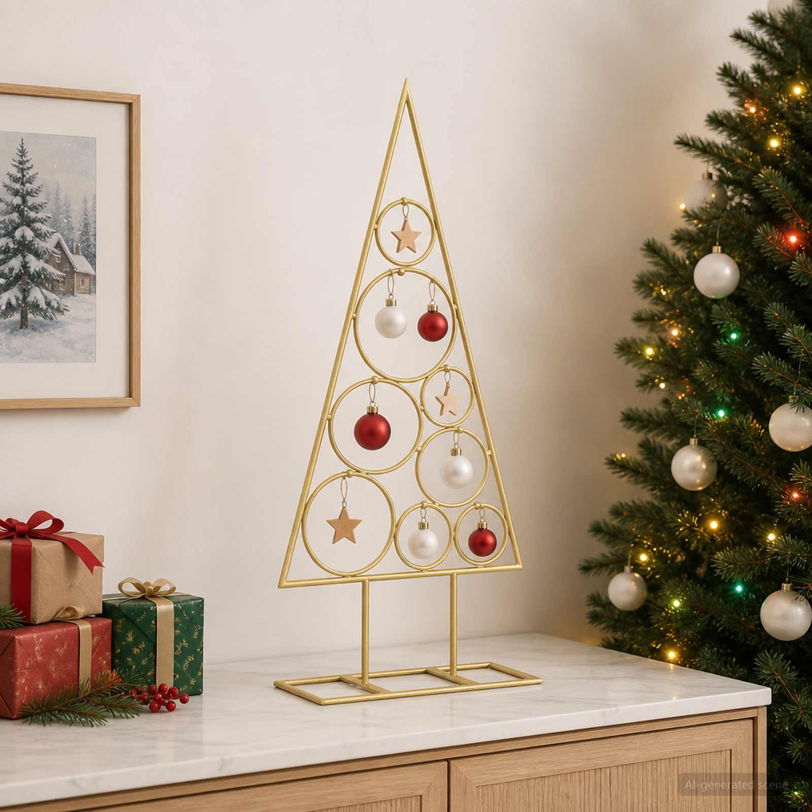 Albero di Natale in Metallo con Supporto Circolare KUOPIO 60 cm