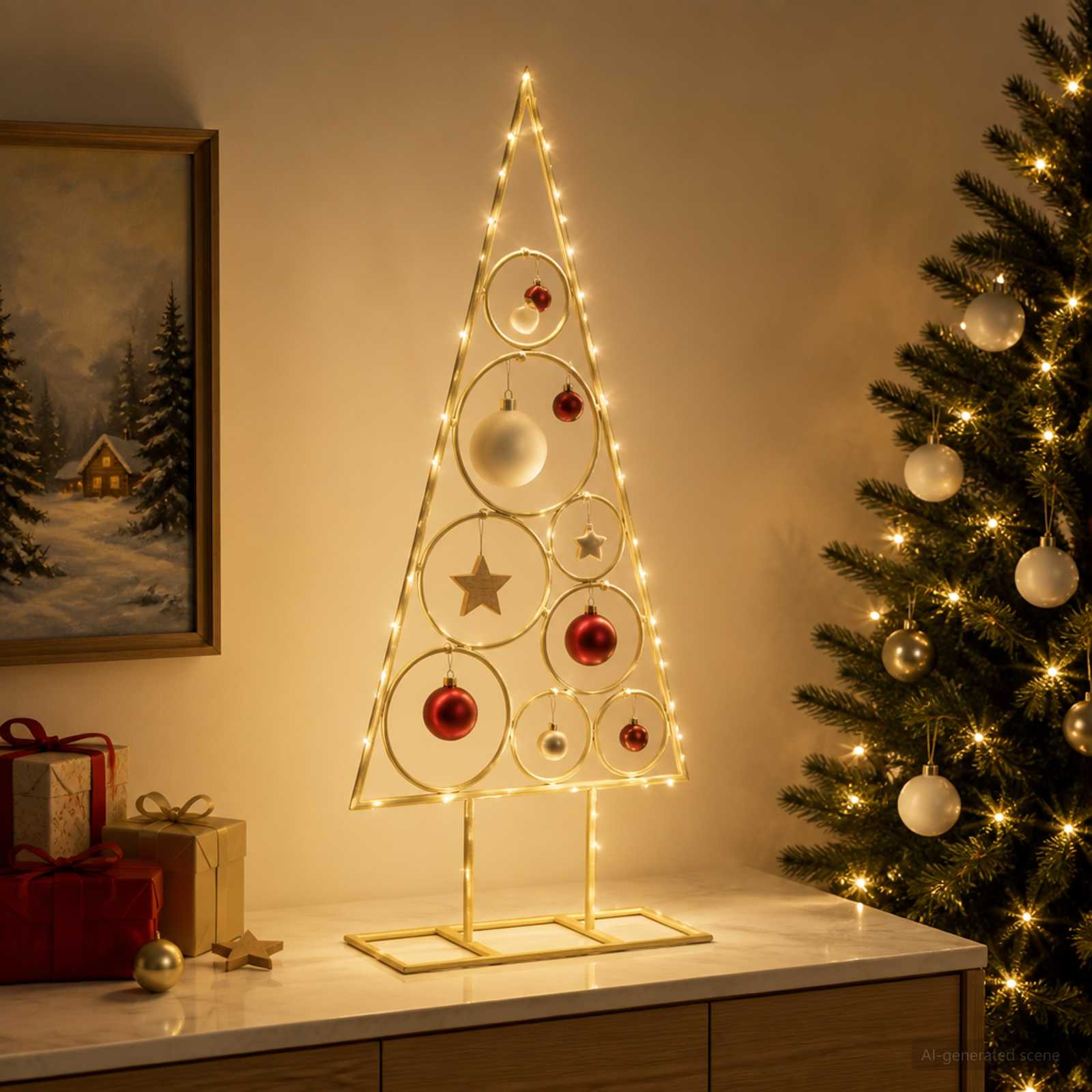 Albero di Natale in Metallo con Supporto Circolare KUOPIO 60 cm