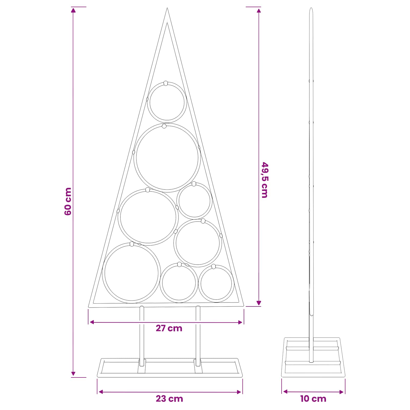 Albero di Natale in Metallo con Supporto Circolare KUOPIO 60 cm