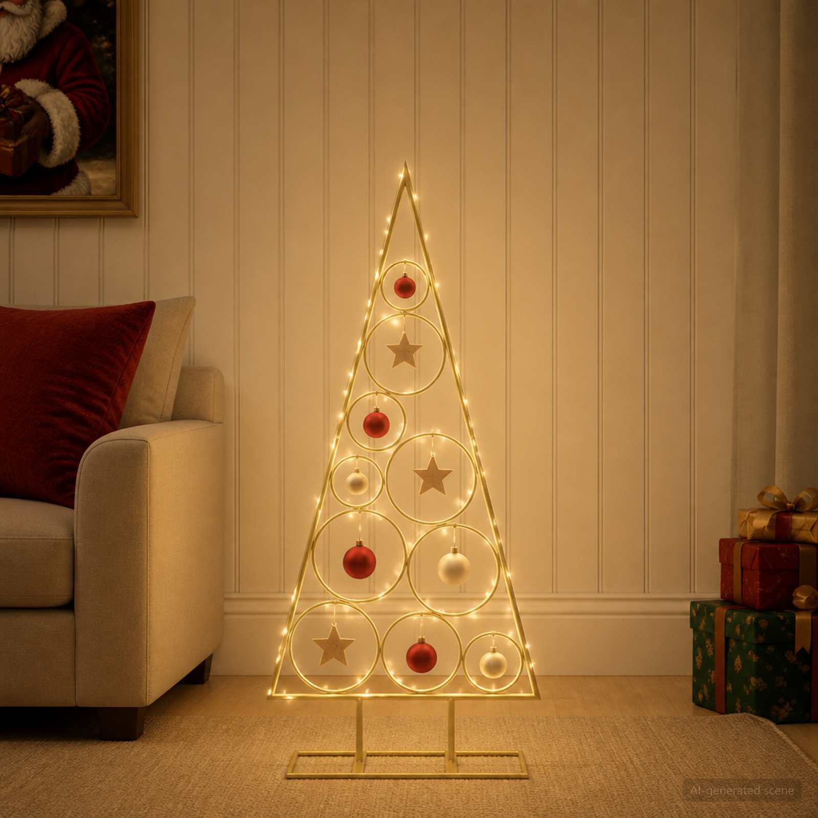 Albero di Natale in Metallo con Supporto Circolare KUOPIO 90 cm