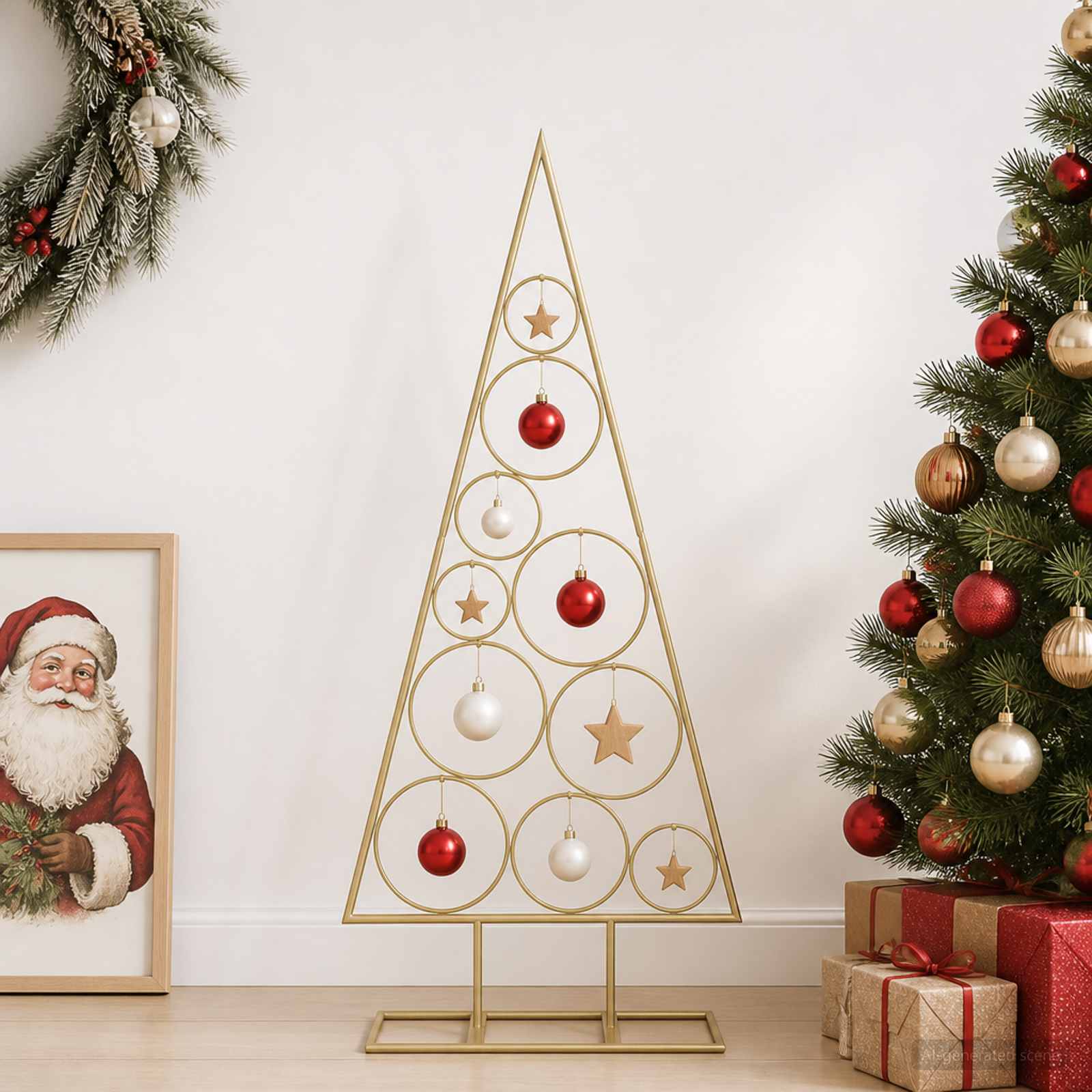 Albero di Natale in Metallo con Supporto Circolare KUOPIO 90 cm